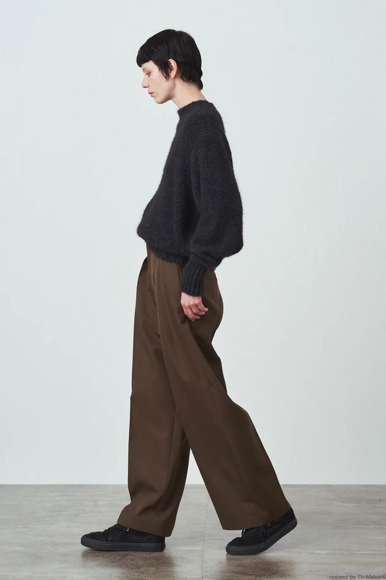 ATON - wool gabardine wide pants -khaki- 22aw women | asterisk