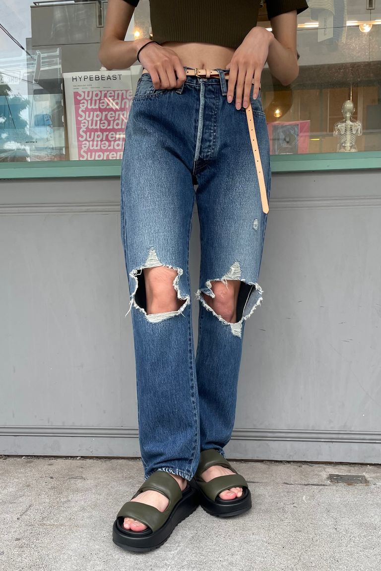 UNUSED - 13oz ripped denim pants -indigo- 23ss | asterisk