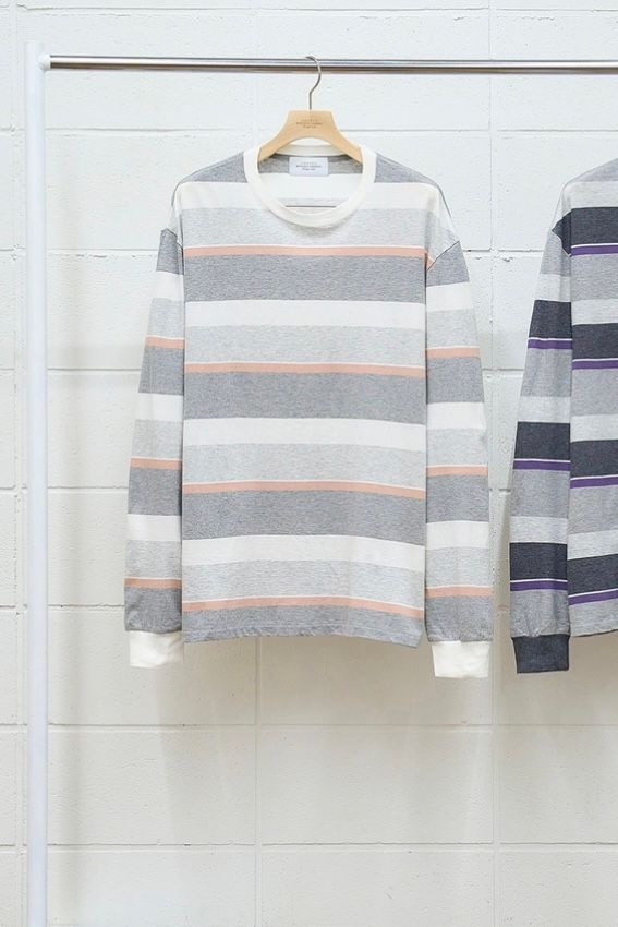 UNUSED - long-sleeve border t-shirt -purple×gray- 23ss | asterisk