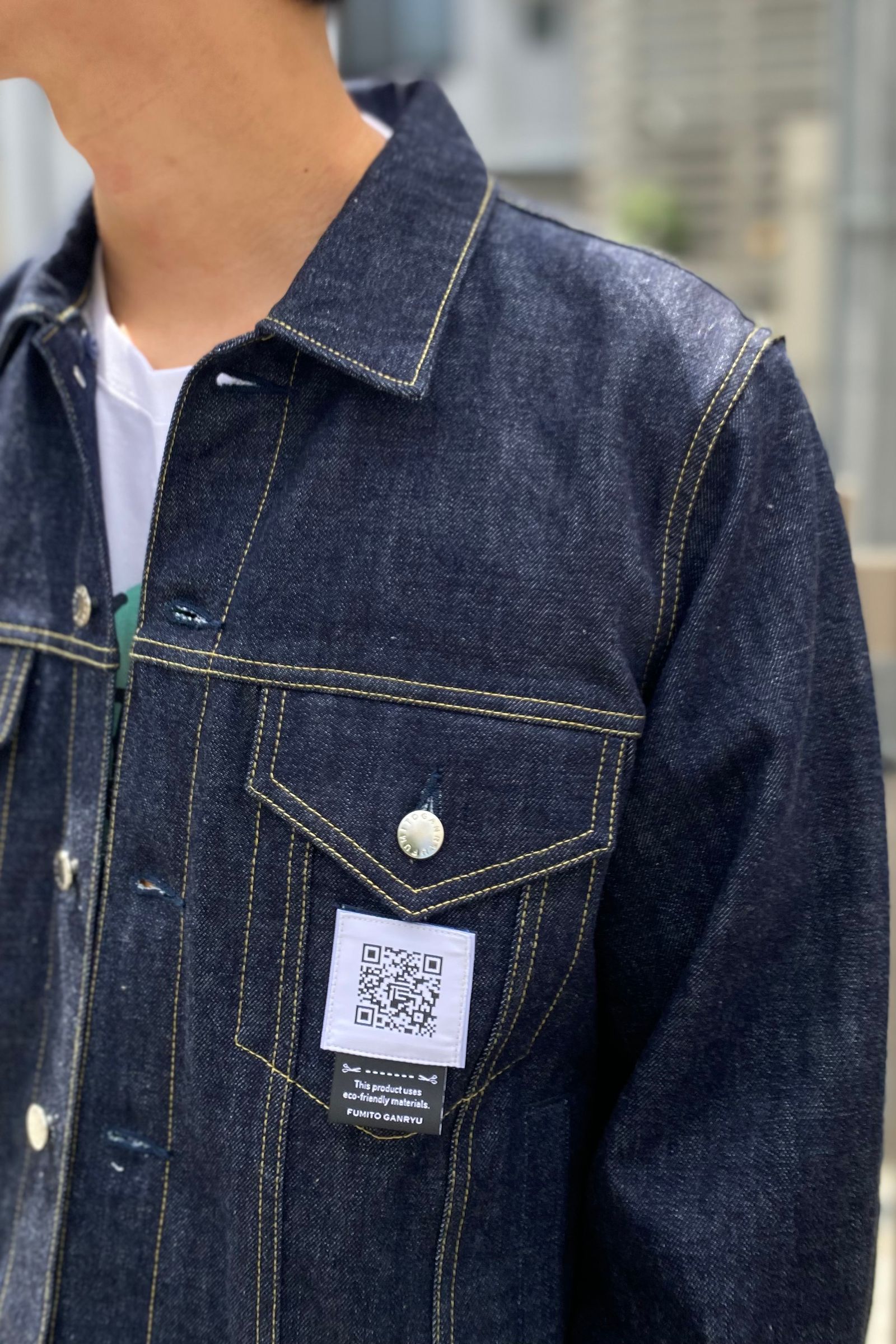 FUMITO GANRYU - detachable collar tacked denim jacket 21aw | asterisk