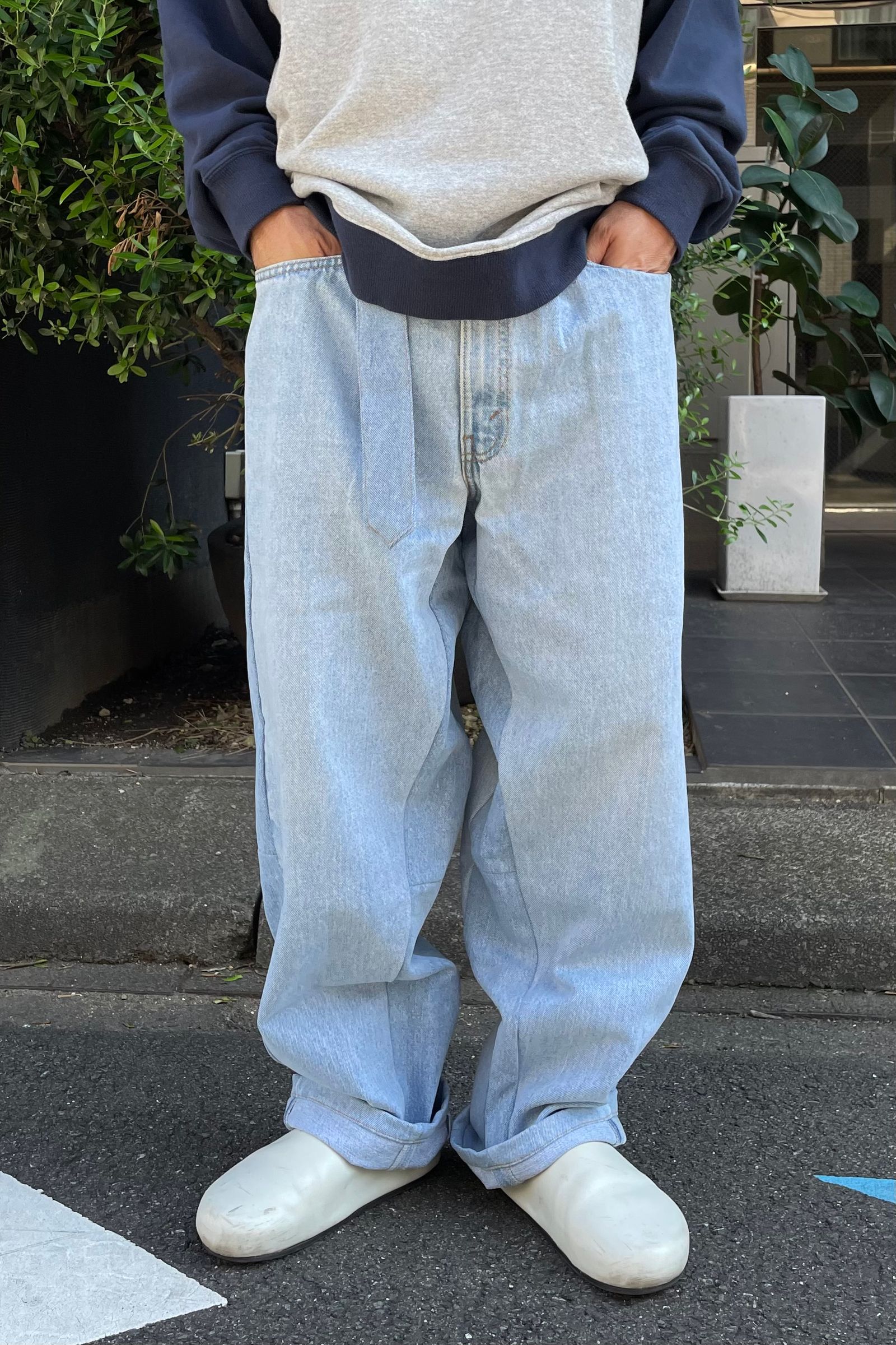 SEEALL - reconsructed belted buggy pants -denim- 23aw men 