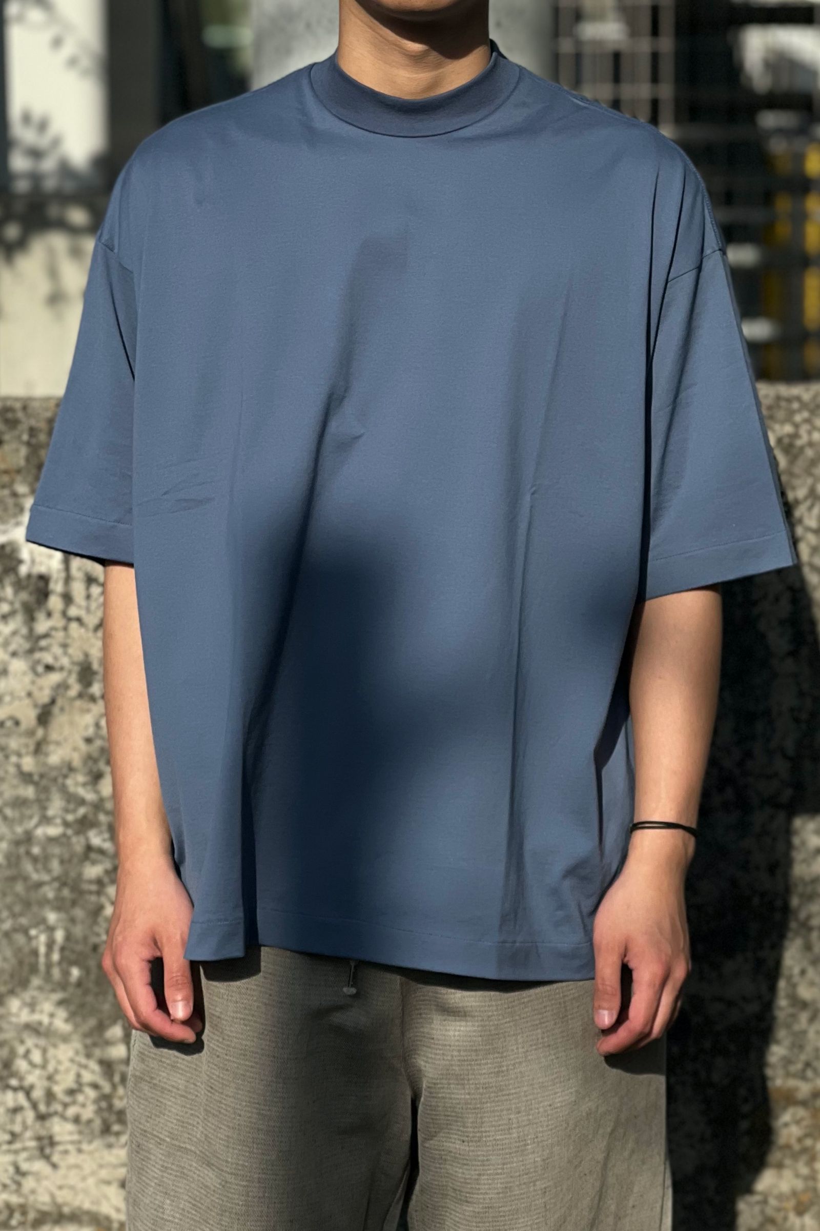 s/s mock neck t-shirt -blue-22ss - 3