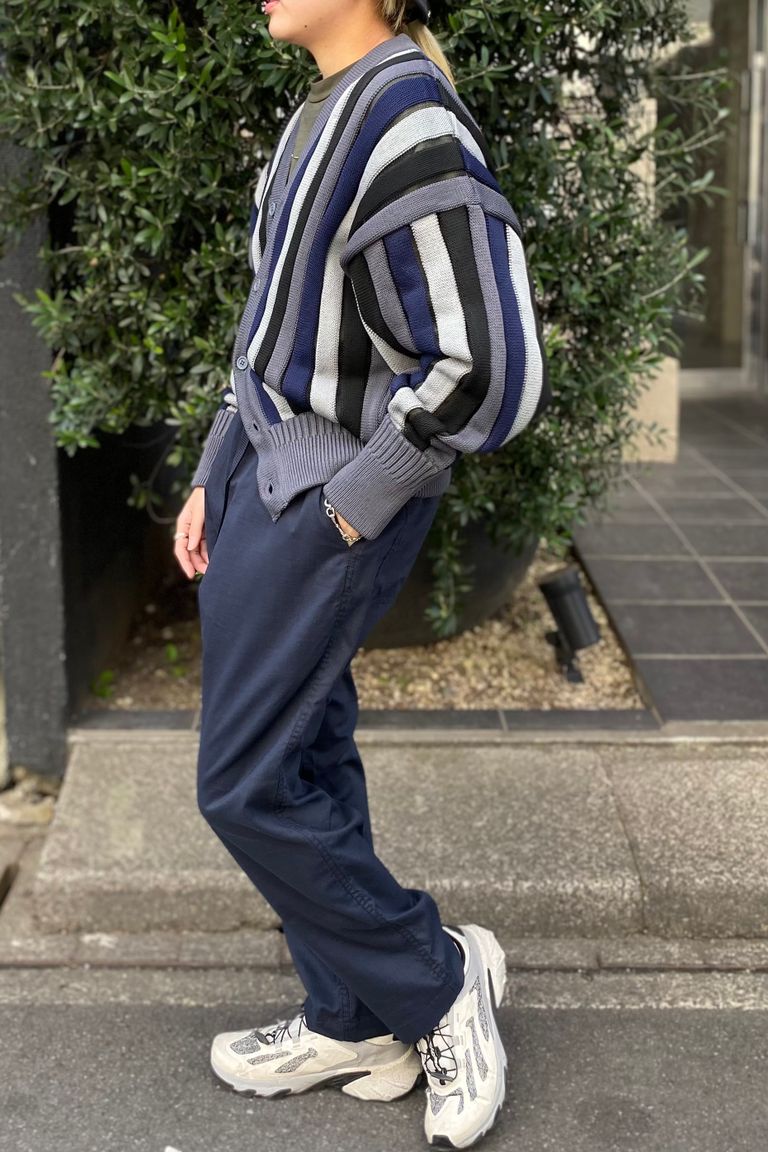 CFCL - louver cardigan -dark gray multi- 23ss men | asterisk