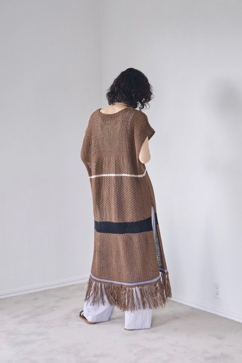 TODAYFUL - Fringe Pattern Knitvest-brown- 22ss | asterisk