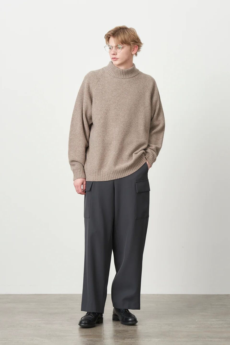 ATON - WOOL KANOKO MOCKNECK SWEATER -beige- 23aw men | asterisk