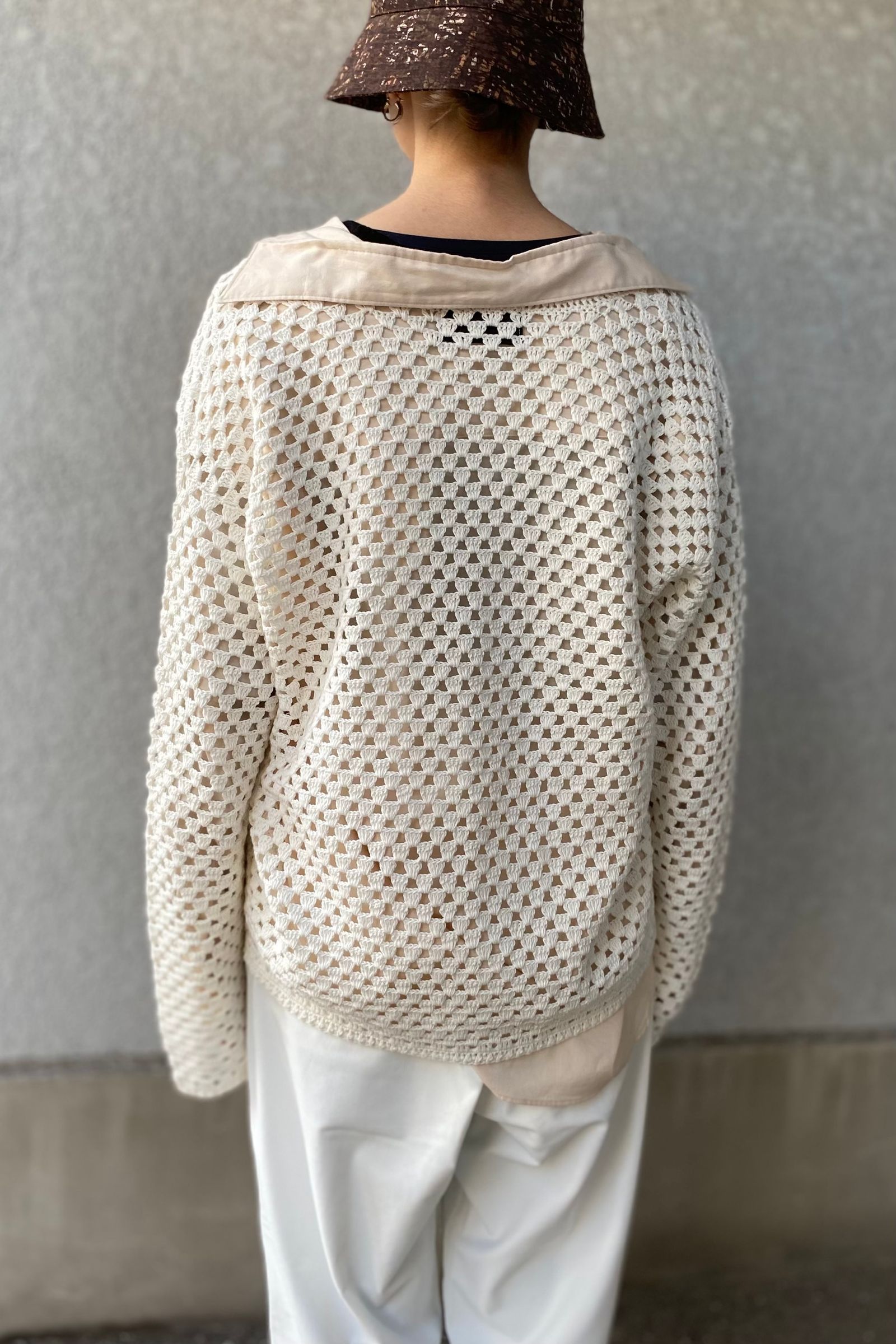 UNUSED - Crochet cardigan -white- 23ss | asterisk UNUSED - Crochet cardigan -white- 23ss | asterisk