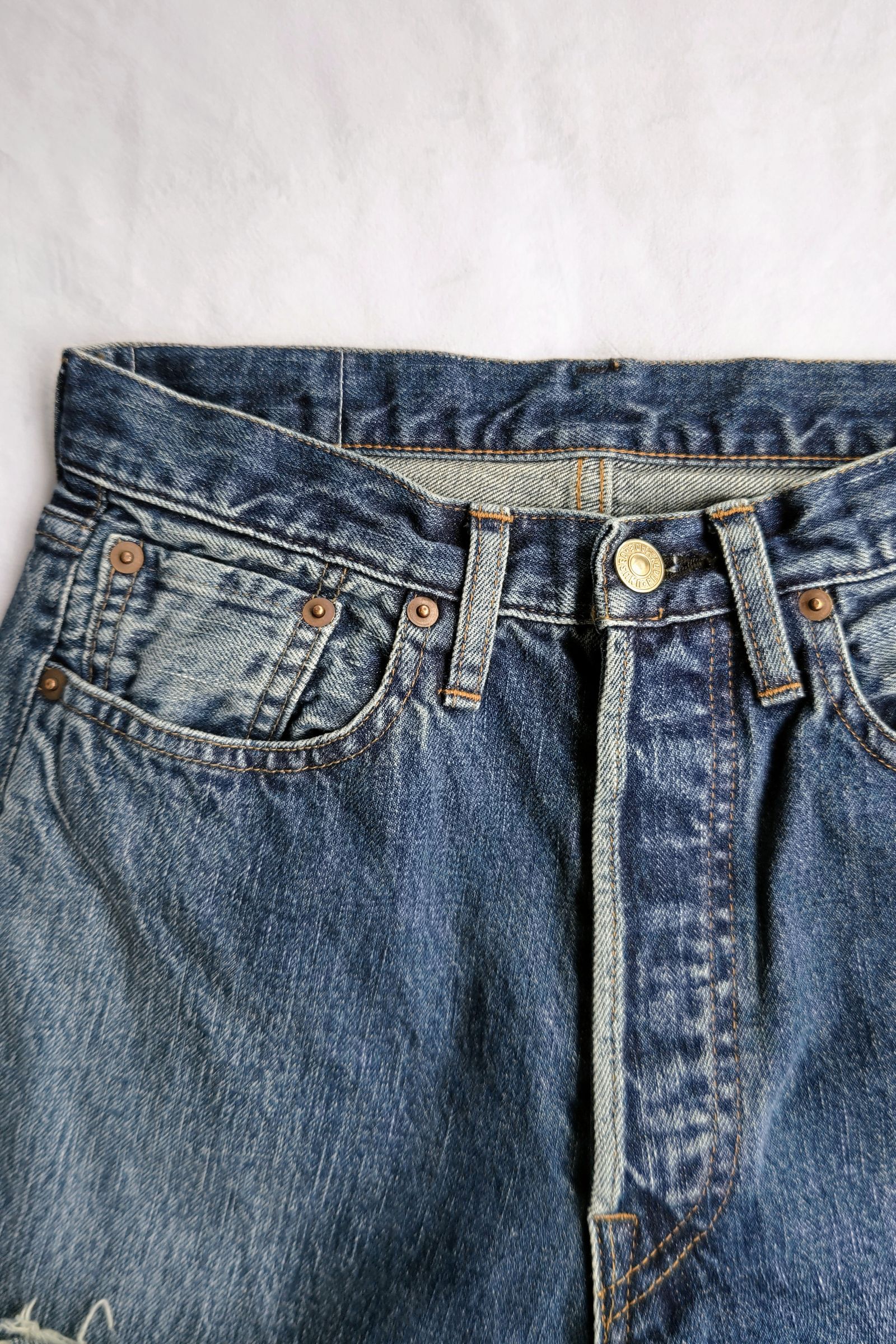 UNUSED - 13oz ripped denim pants -indigo- 23ss | asterisk