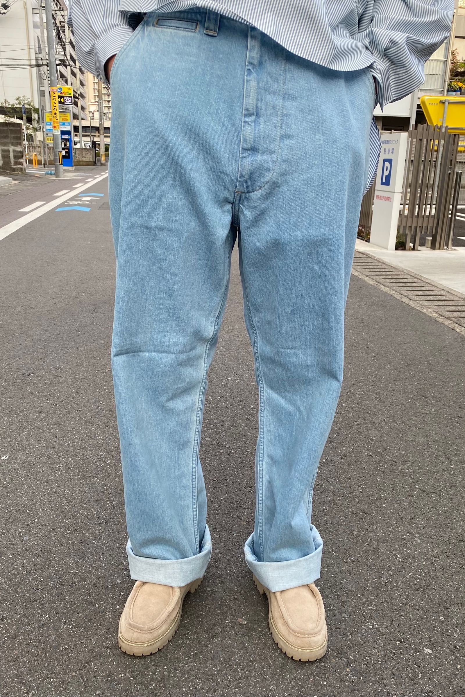 E.TAUTZ - field trousers -heavy wash bleach indigo- 22ss | asterisk