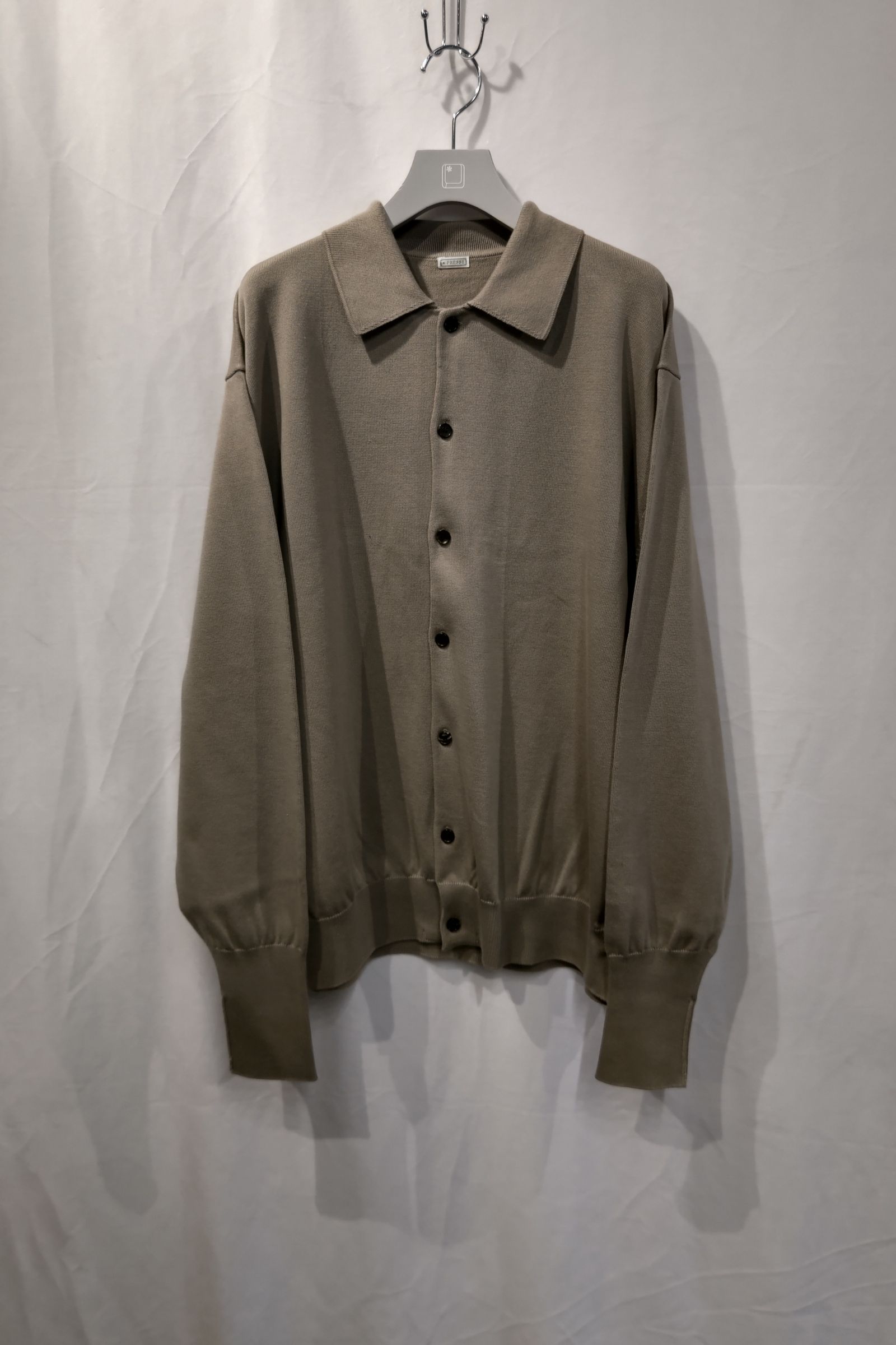 A.PRESSE - cotton knit polo collar cardigan -sage- 23ss | asterisk