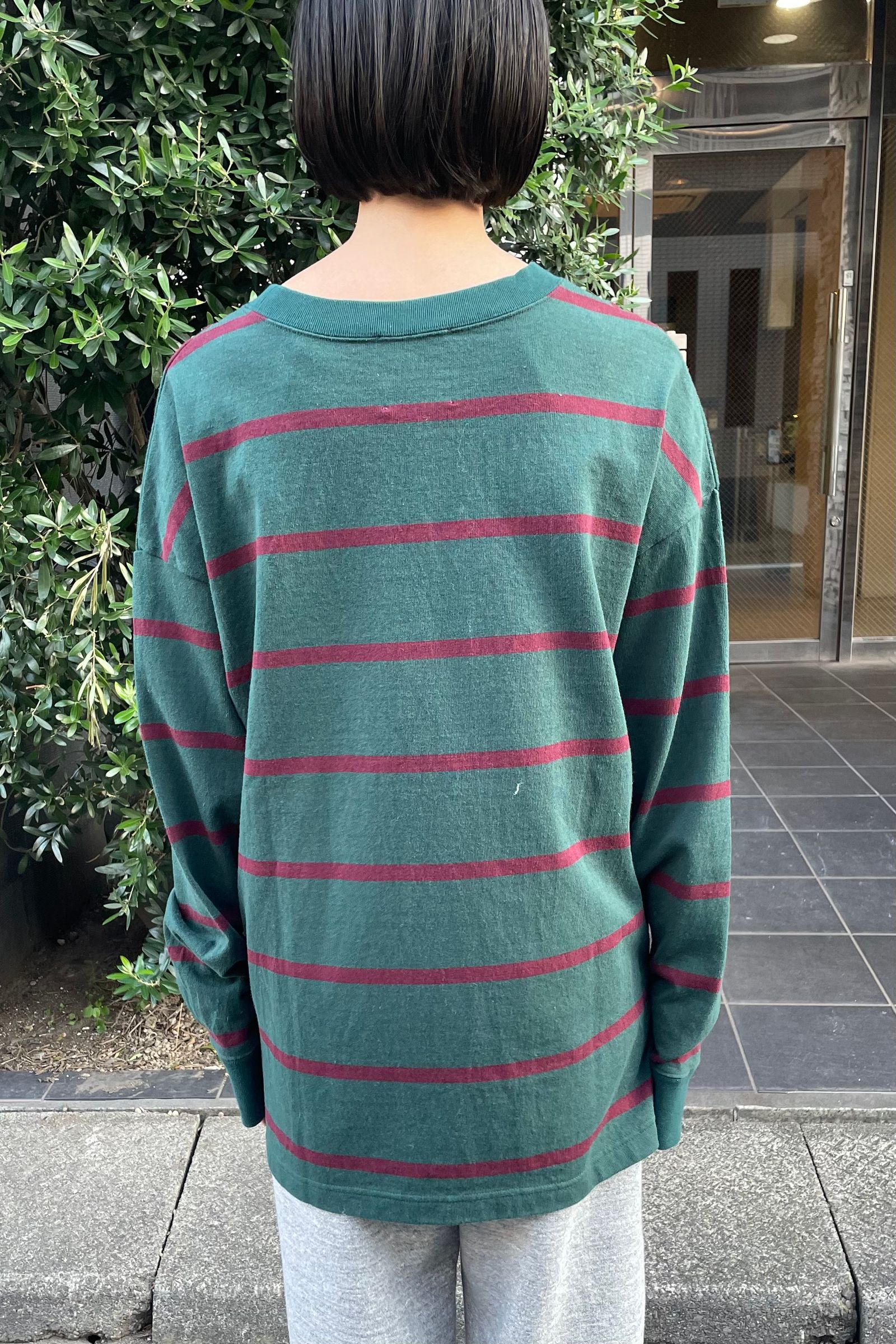 INSCRIRE - big border stripe tee -green×bordaux- 22aw | asterisk