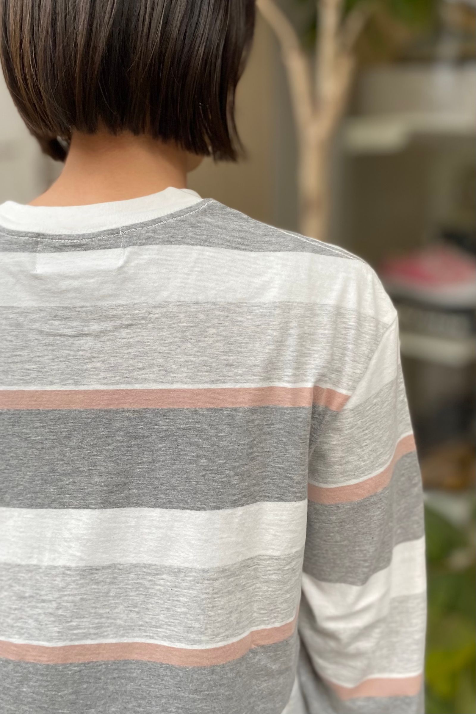 UNUSED - long-sleeve border t-shirt -pink×white- 23ss | asterisk