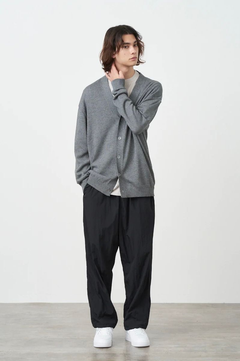 ATON - wool washi oversized cardigan -charcoal gray- unisex