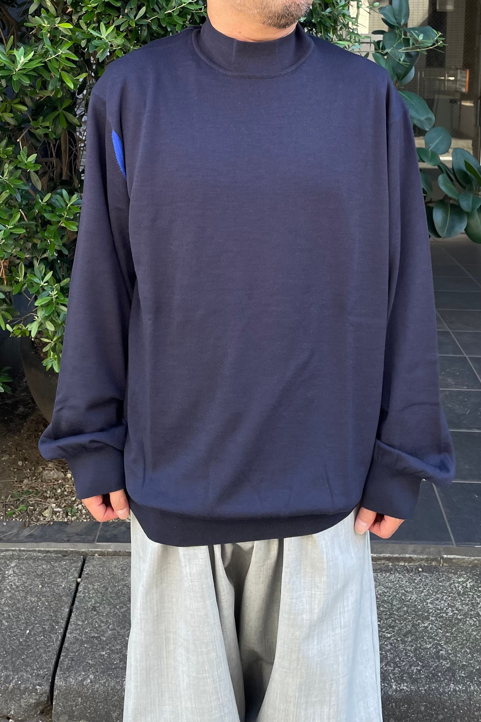 CFCL - DF WOOL MOCKNECK PULLOVER -navy×blue- 23aw men | asterisk