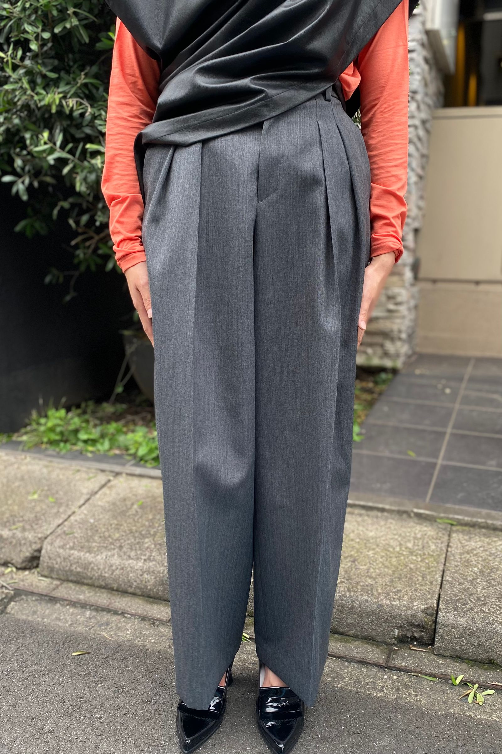 ATON - wool gabardine | tucked wide pants 21aw women | asterisk