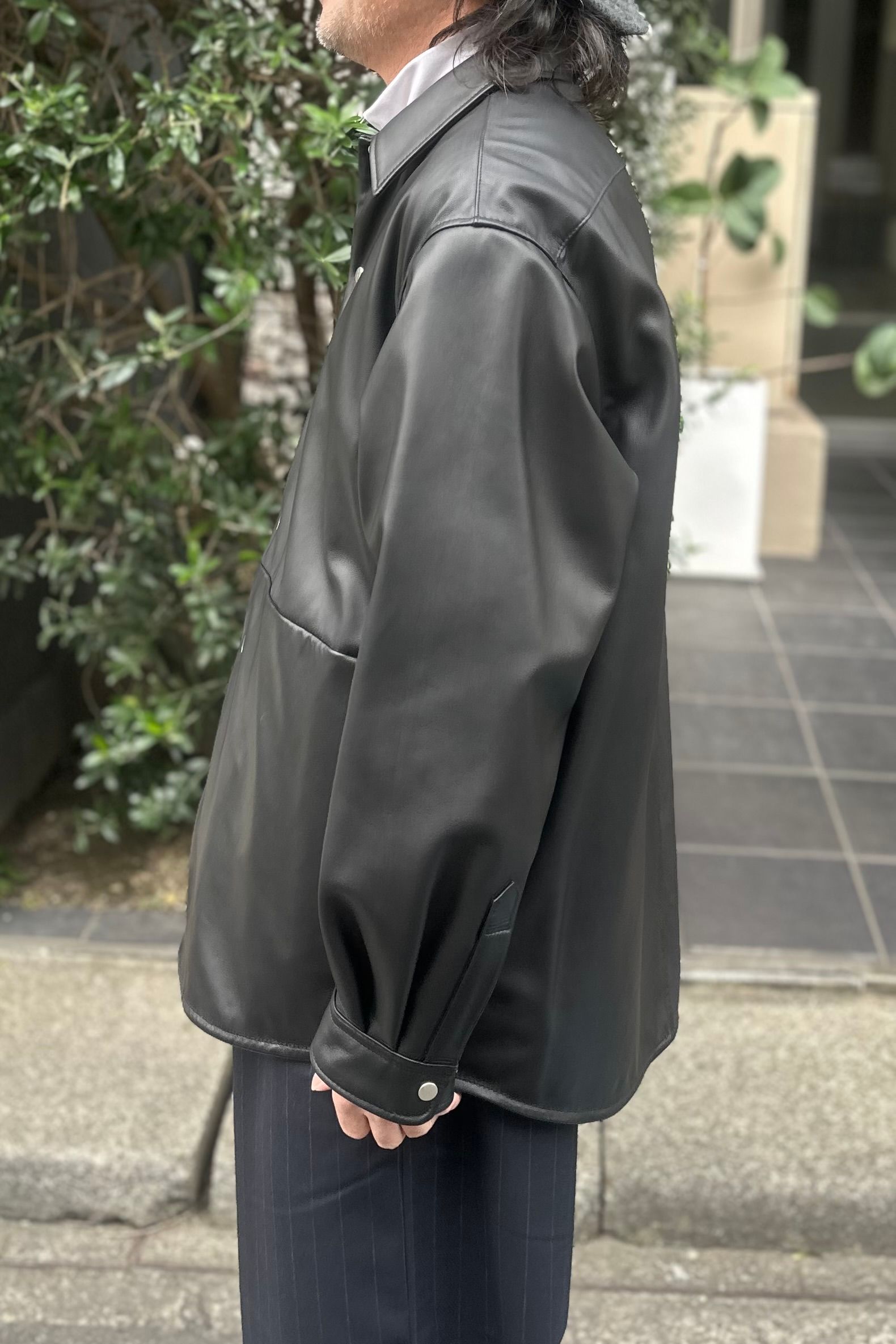 UNIVERSAL PRODUCTS - LEATHER SHIRTS JACKET-BLACK-25ss | asterisk