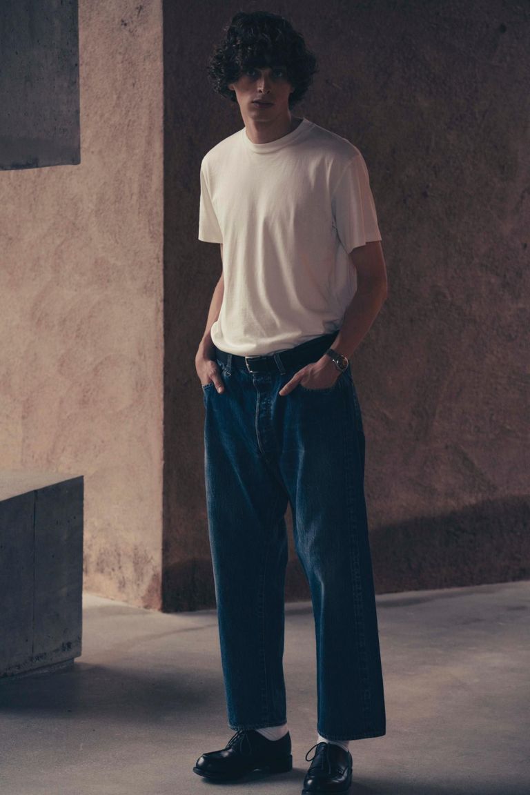 A.PRESSE - washed denim wide pants-indigo- 23ss | asterisk
