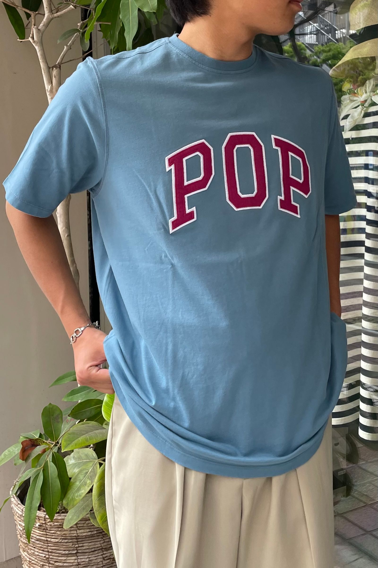 Pop Trading Company - arch t-shirt -blue shadow- 23ss drop1