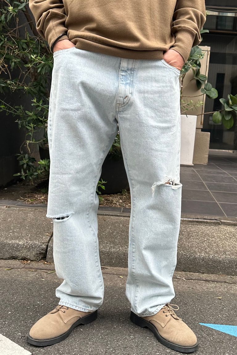 awasa - 5ポケットテーパードダメージデニム -LIGHT INDIGO- 24aw 