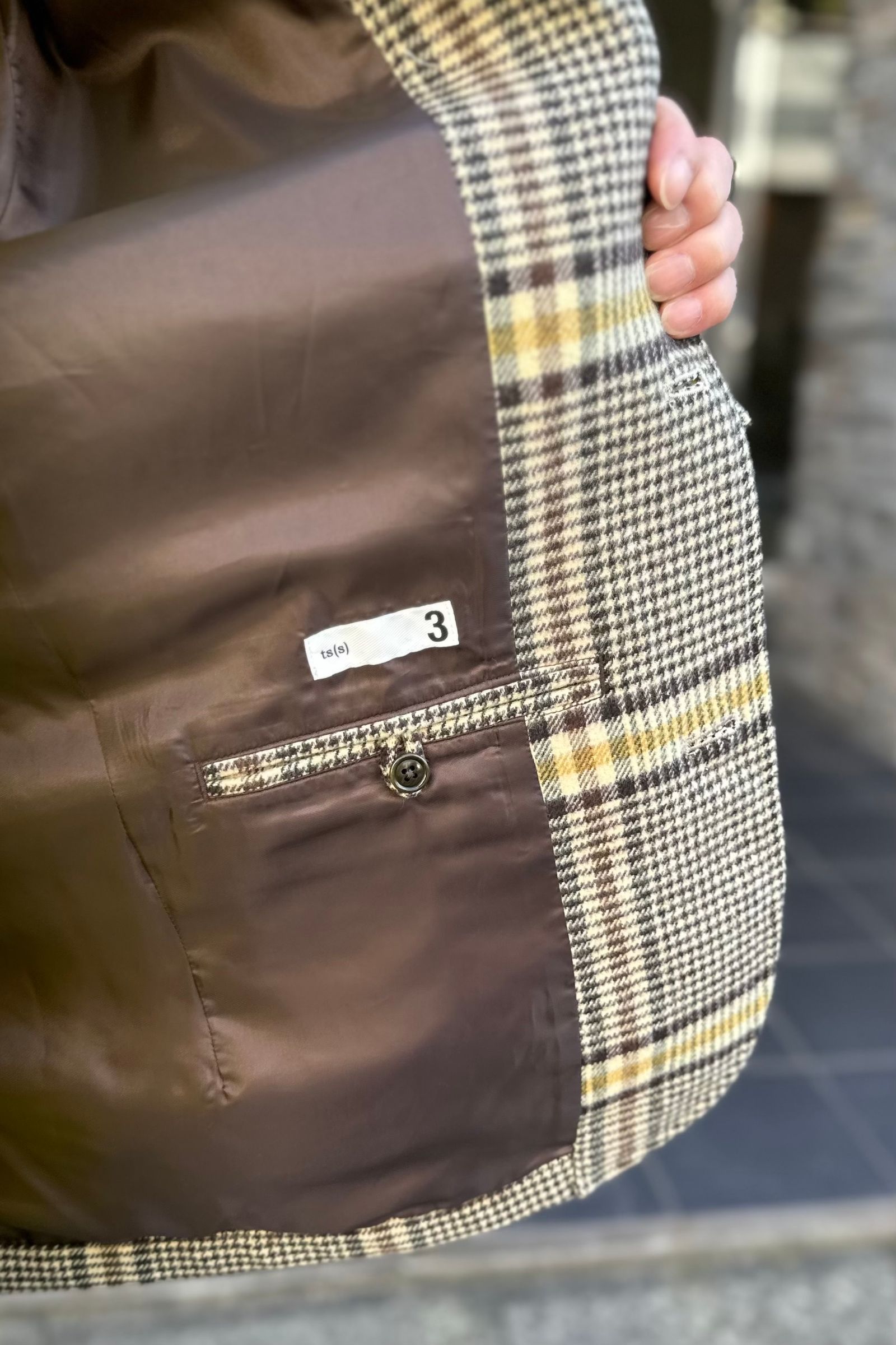 ts(s) - Color Glen Plaid Wool Blend Melton Cloth 4+1 Patch Pocket Jacket  -brown*yellow- 23aw | asterisk