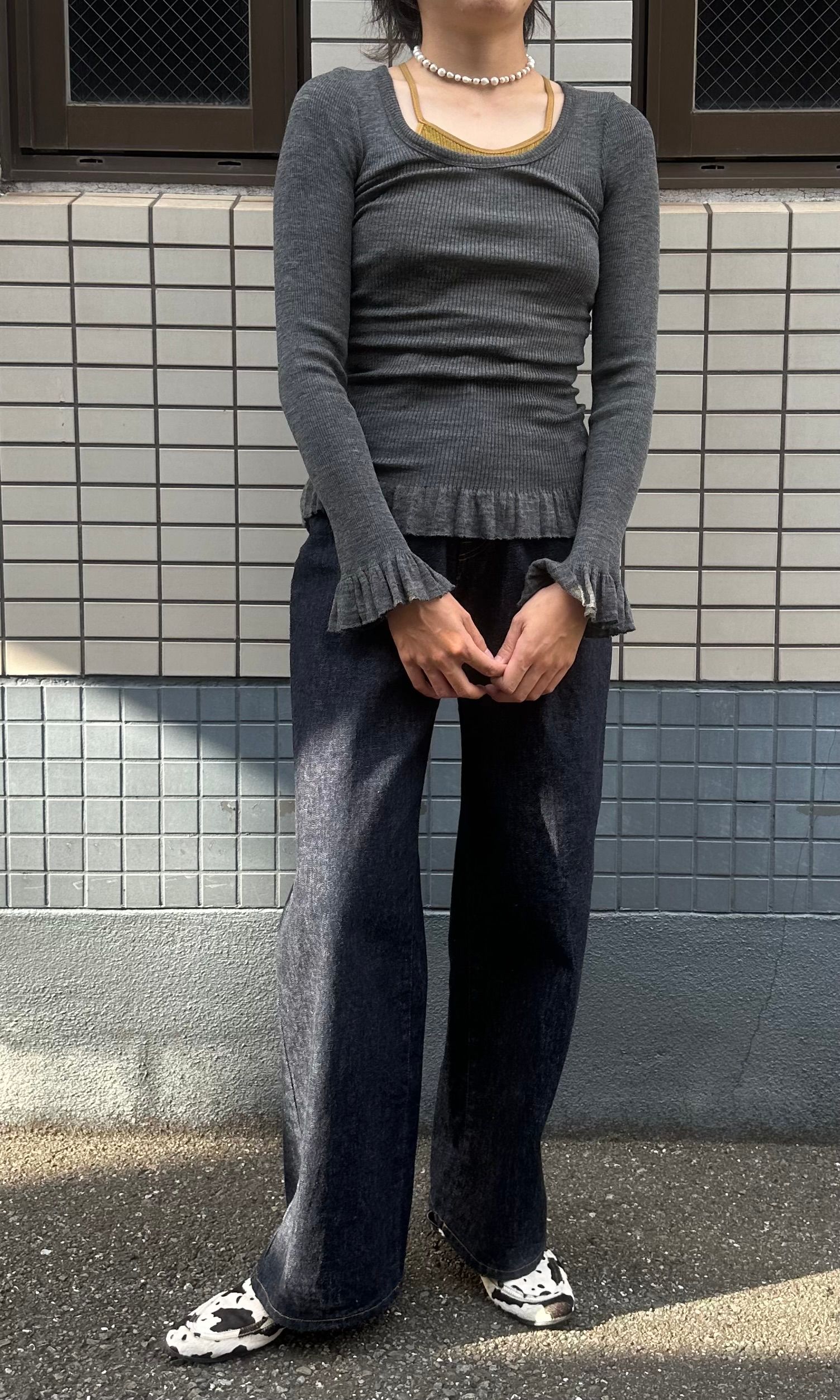 babaco - Fine Wool Ribbed Long Sleeve ウールリブクルーネック