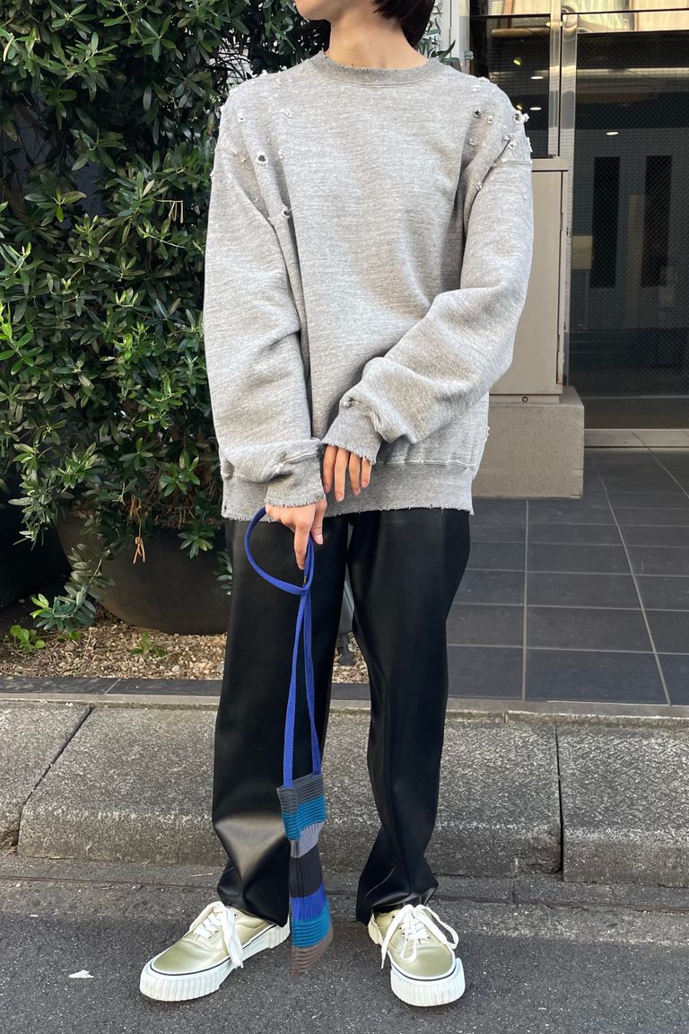 UNUSED - damage crewneck sweat -grey- 22aw women | asterisk