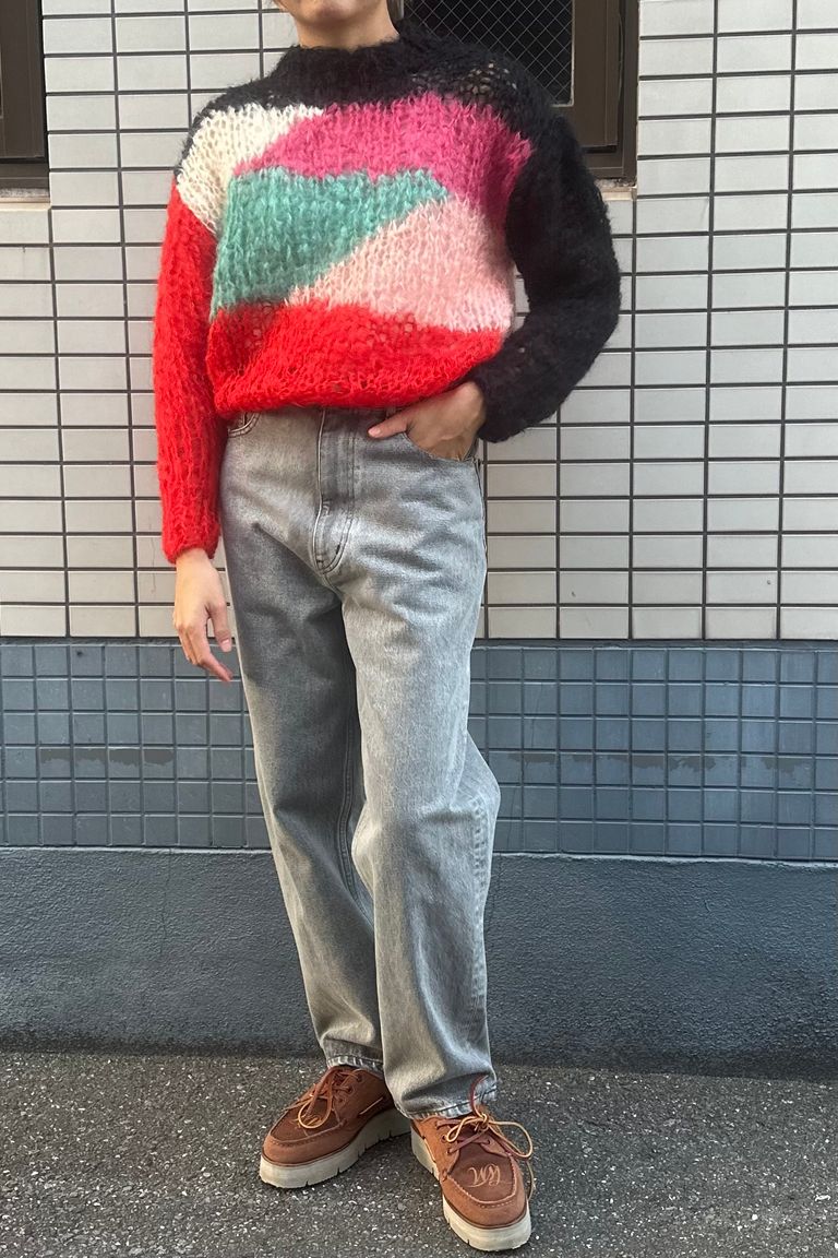 UNUSED - Mohair pullover knit モヘアニット-GREEN MULTI- 24aw 