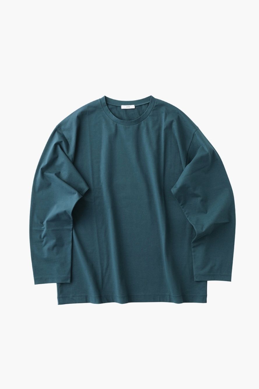 ATON - nuback cotton long sleeve t-shirts -blue-22aw men | asterisk