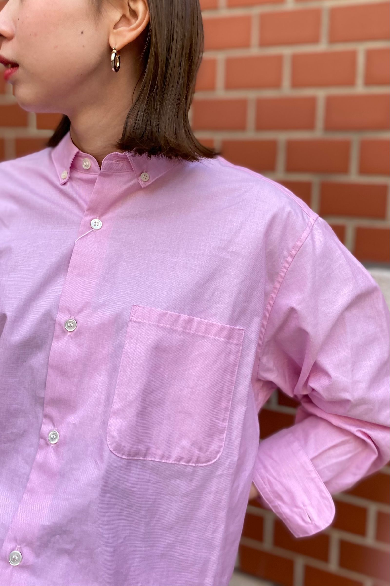 MY___ - chambray button down collar shirt -pink- 23ss | asterisk