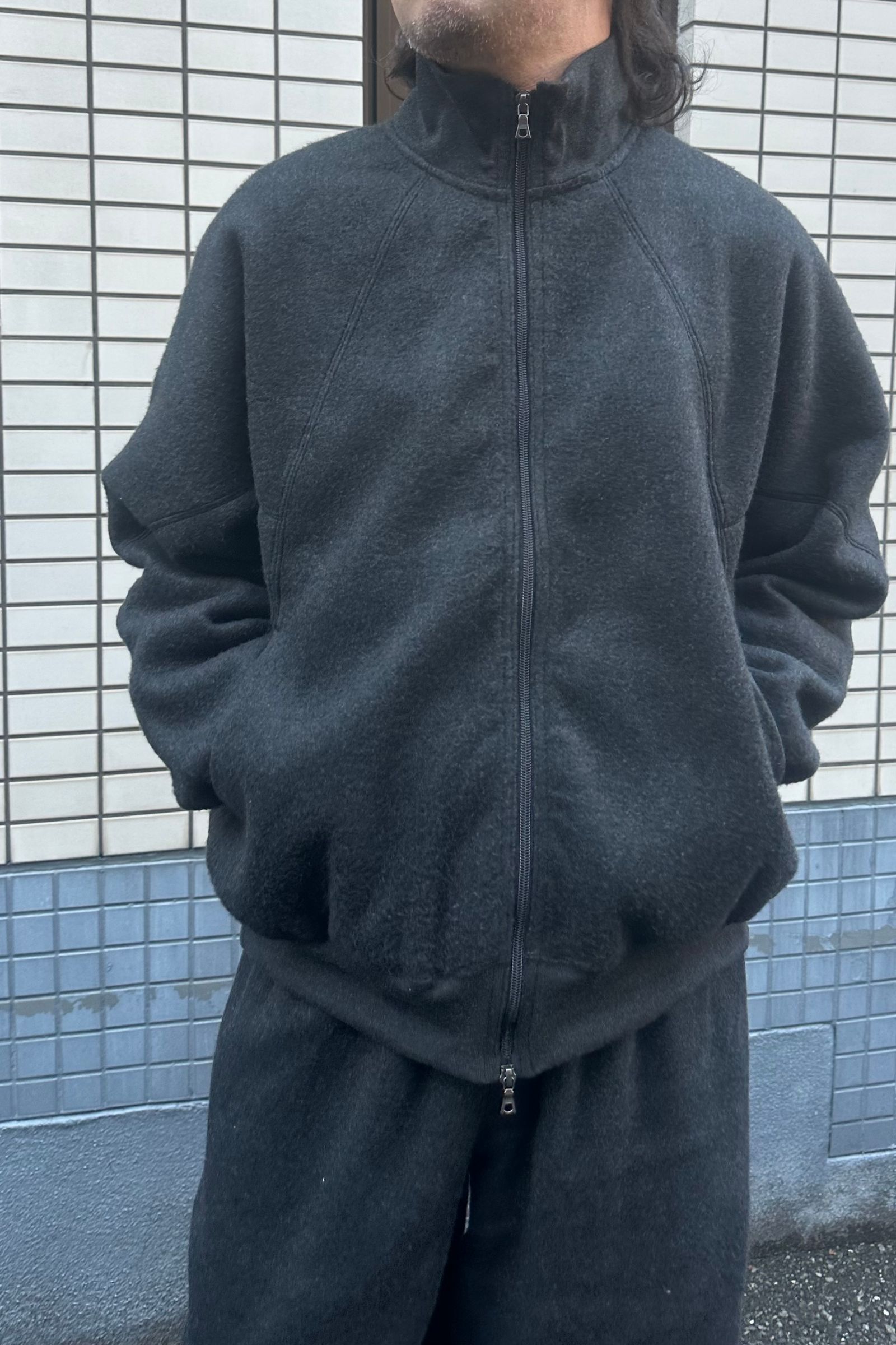 blurhms - Pe/Silk Fleece Track Jacket フリーストラックジャケット -Heather Black-24aw men  | asterisk