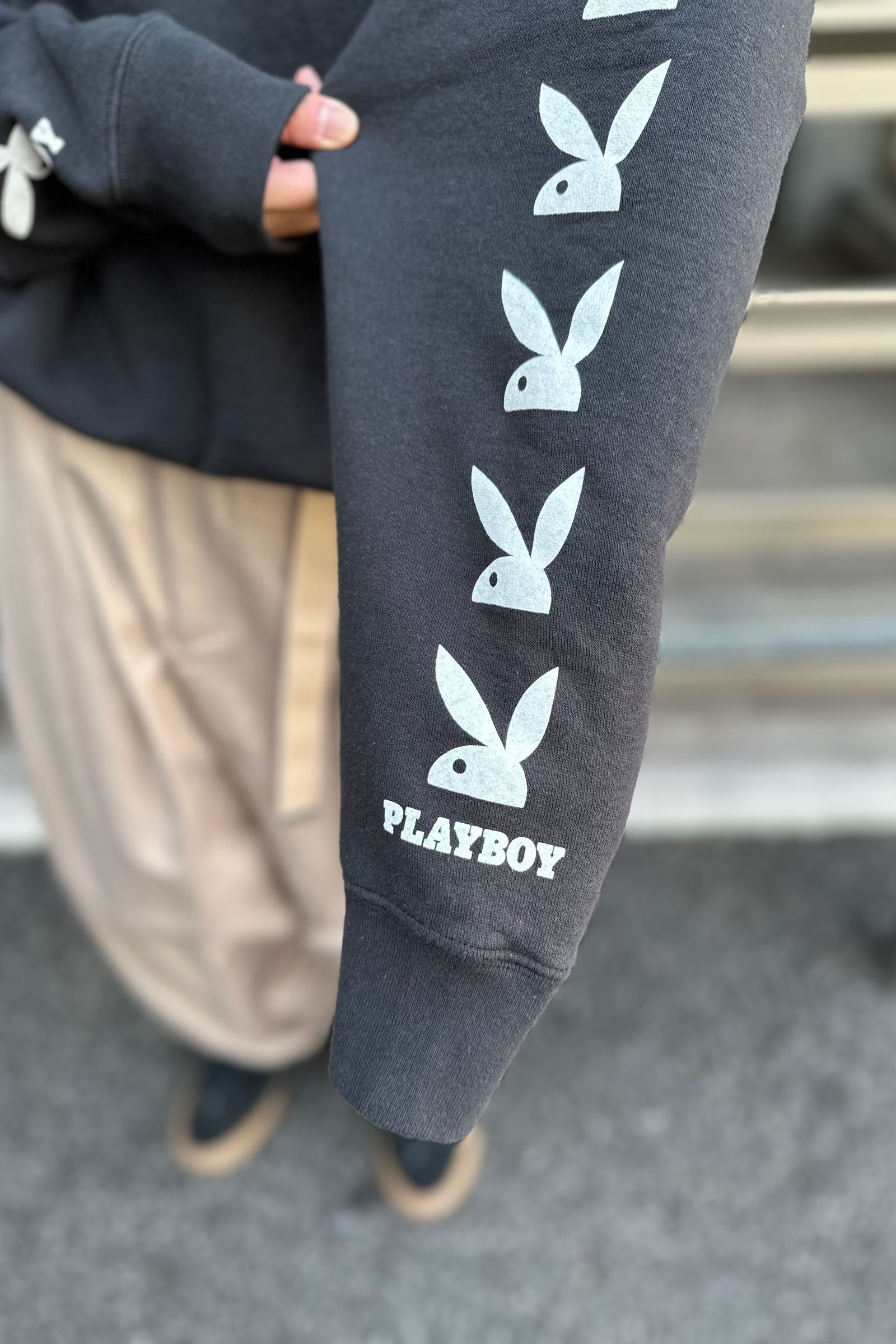 UNUSED - PLAYBOY print crewneck sweatshirt -black- 23aw women