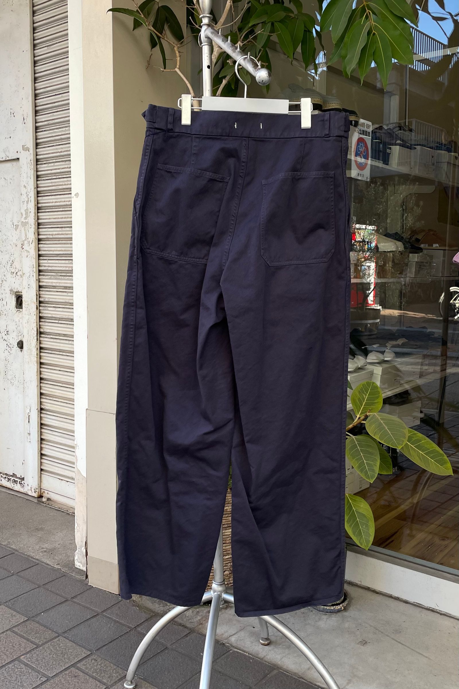 Y - organic cotton chino adjuster trousers -navy- 23ss | asterisk
