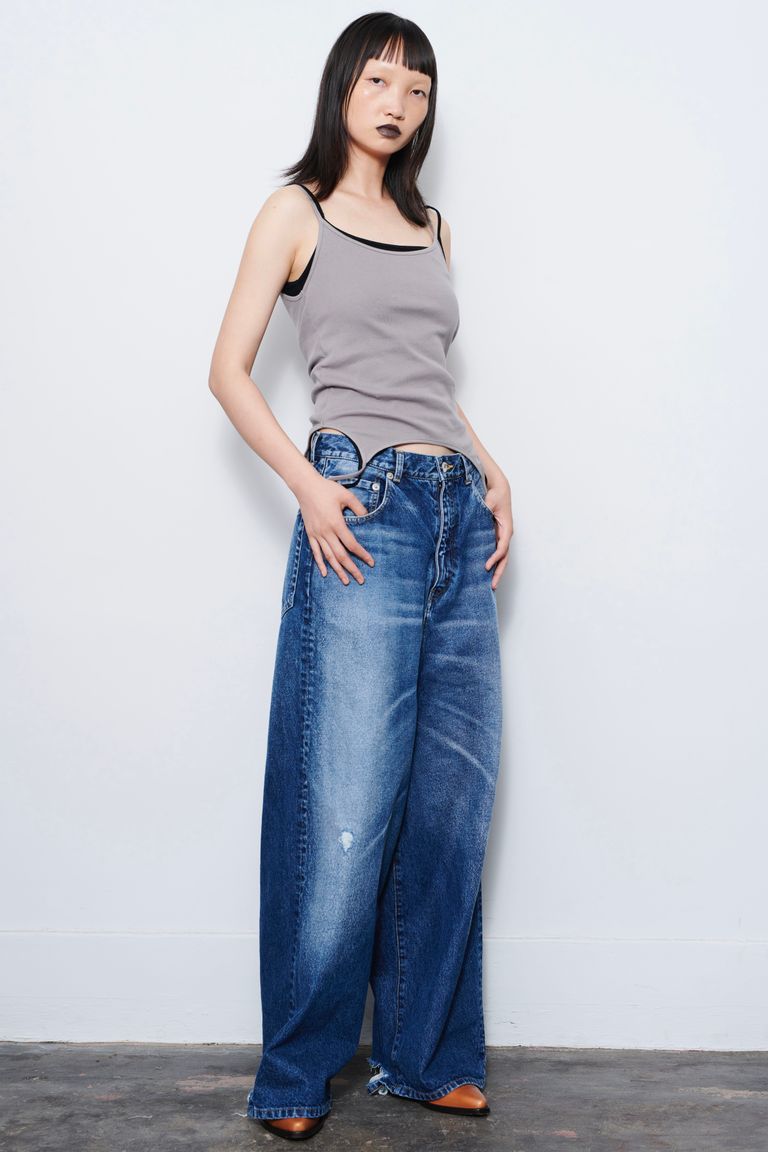 INSCRIRE - Denim Loose Fit Pants -dark blue used- 24ss | asterisk