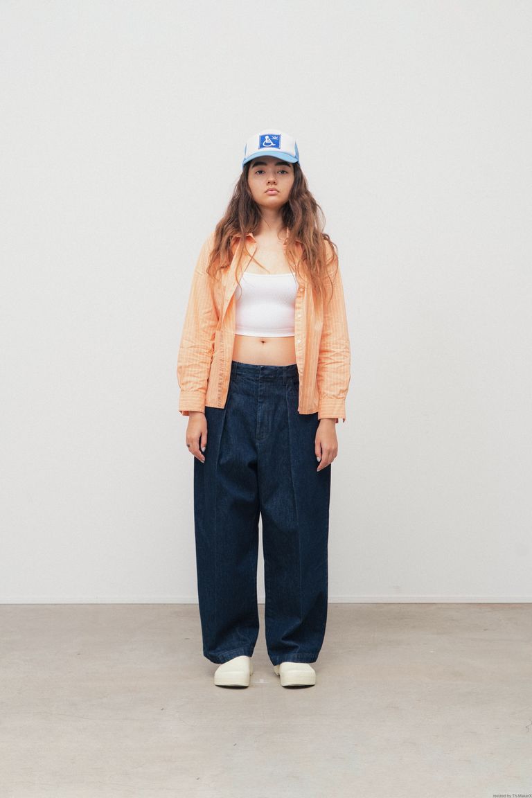 FARAH - ファーラー/1タックワイドデニム/one tuck wide pants -blue