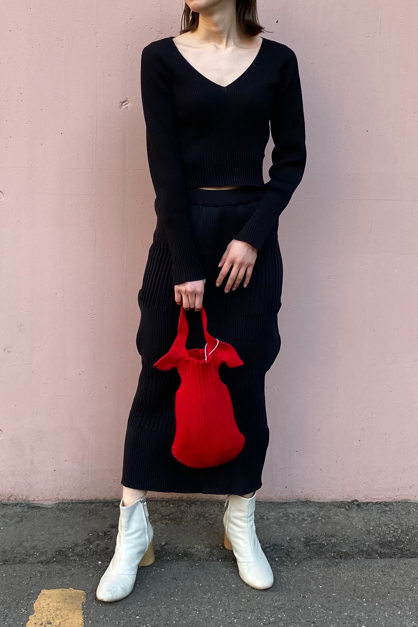 CFCL - fluted bag -red- 23ss | asterisk