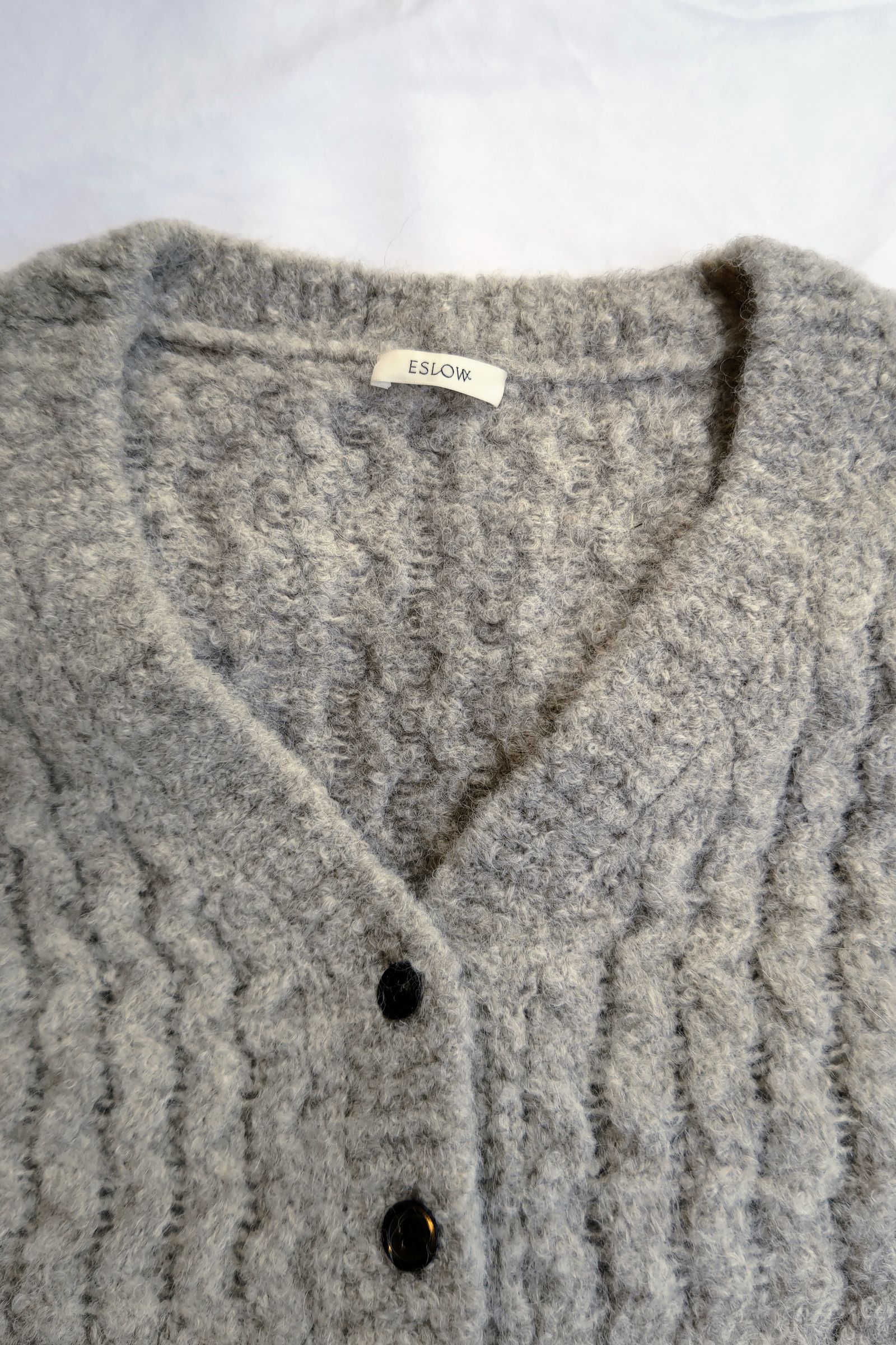 ESLOW - cable cardigan-light gray-22aw | asterisk