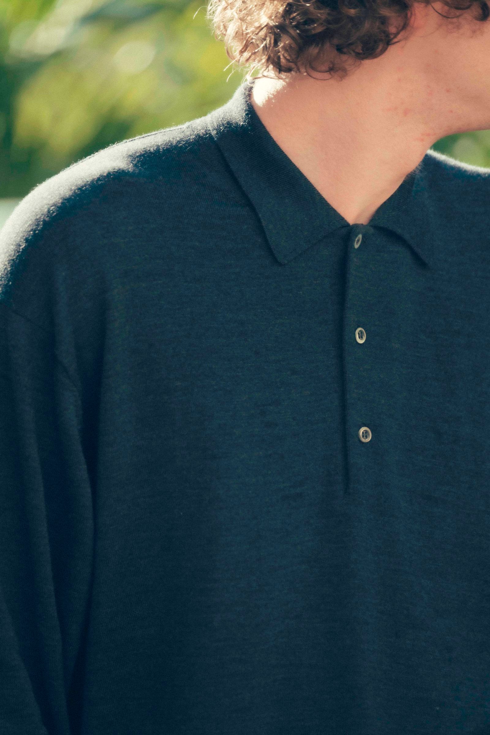 A.PRESSE - l/s knit polo shirts -charcoal- 22aw | asterisk