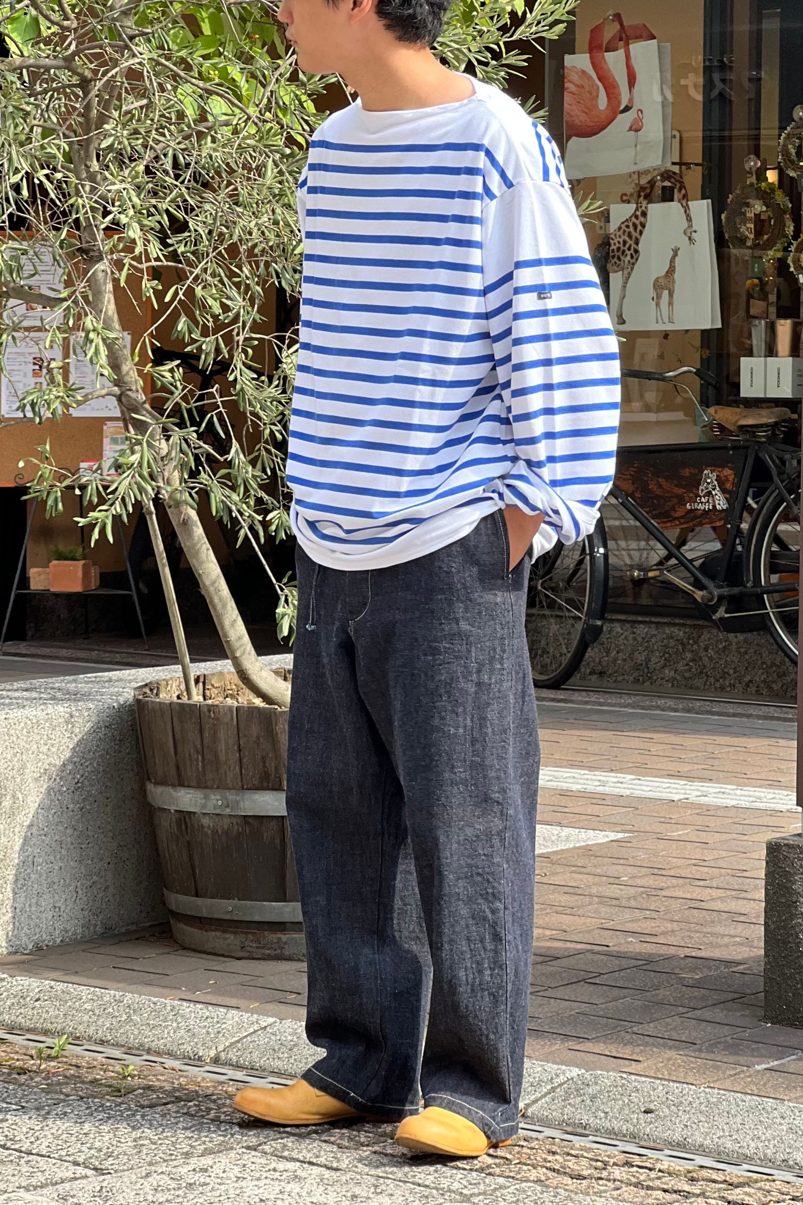 新品本物】 outil バスクシャツ Blue white asakusa.sub.jp