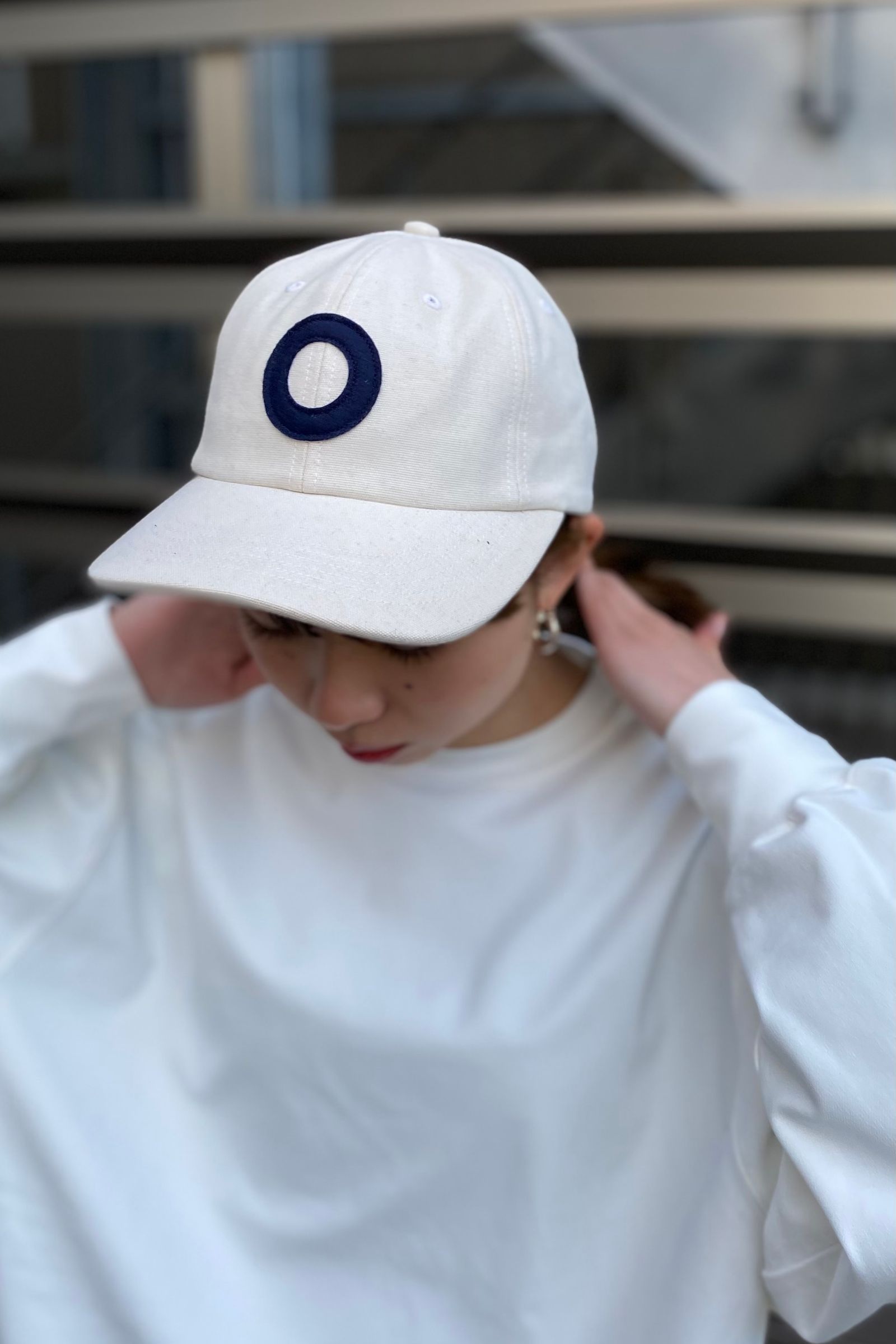 Pop Trading Company - o sixpanel hat -off white/navy- 23ss drop1