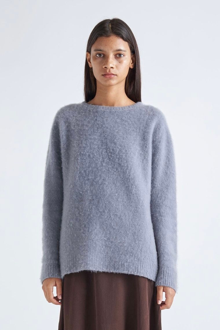 ATON - FUR CASHMERE crew neck sweater 