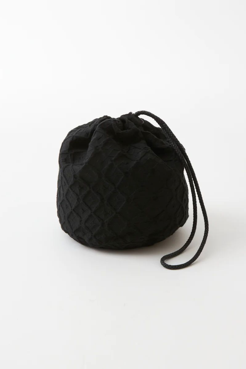 parquet pattern jacquard kinchaku bag -black- 23ss - F