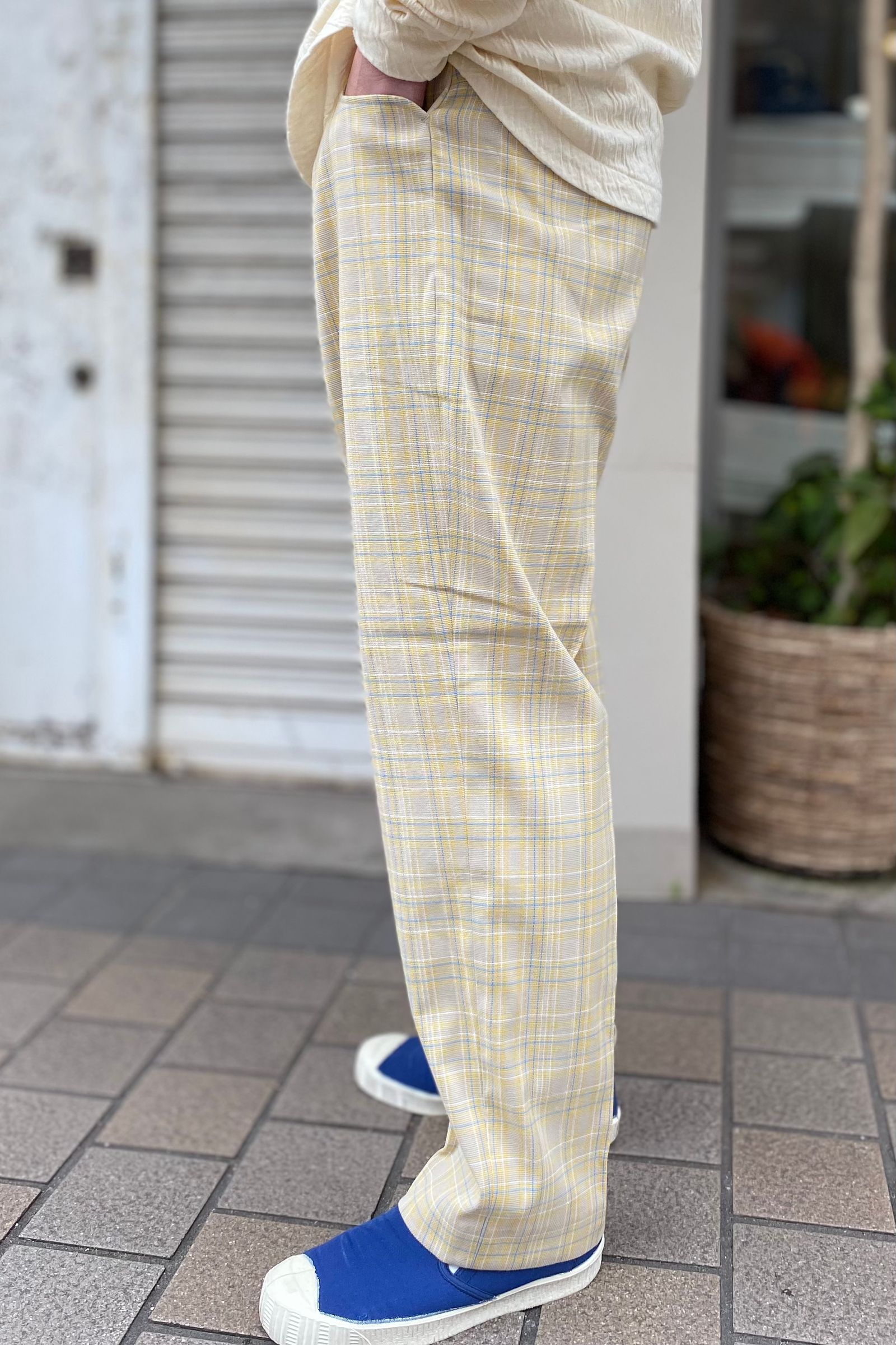 FARAH - 2タックワイドパンツ/スーベニアチェック-yellow- 23ss men