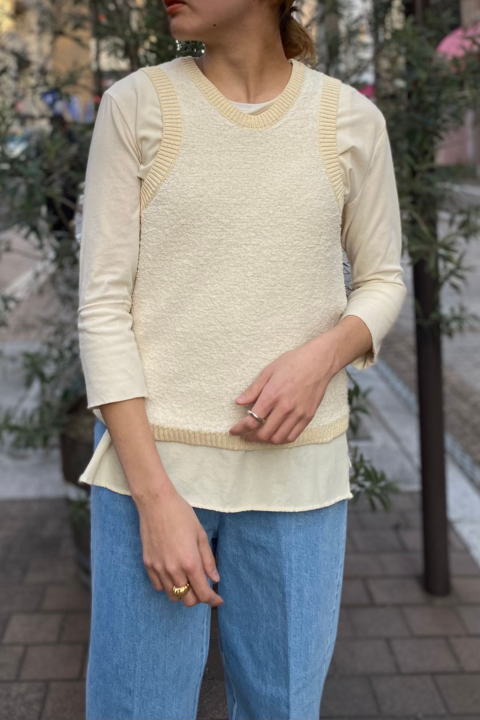 síːm - knit no sleeve -ivory- 23ss | asterisk