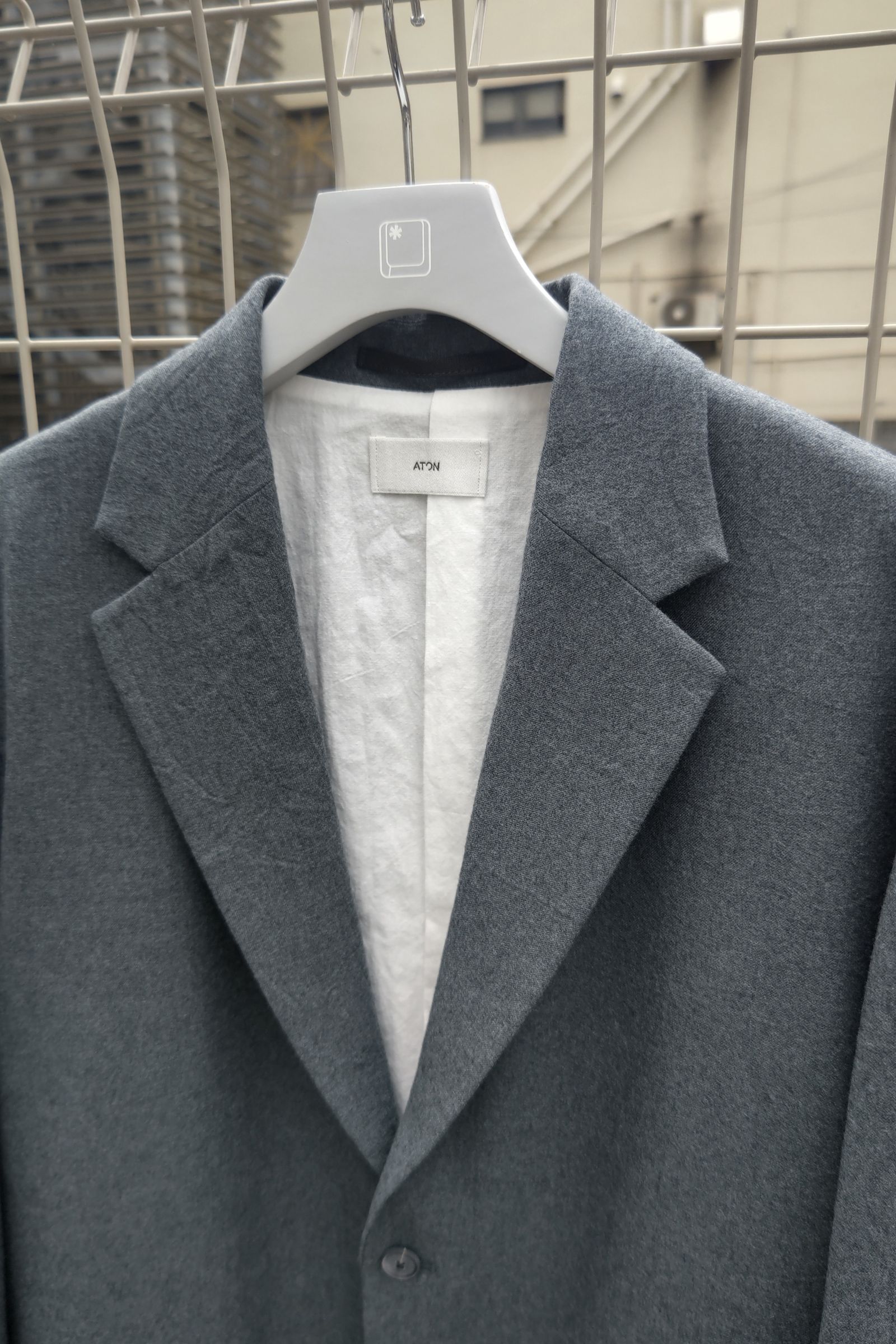 ATON - shrink flannel jacket -top grey- 22aw men | asterisk