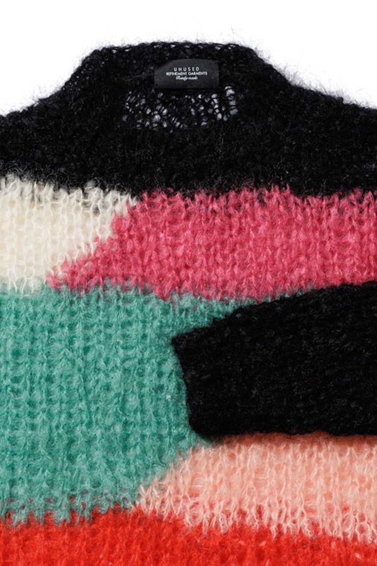 UNUSED - Mohair pullover knit モヘアニット-GREEN MULTI- 24aw 