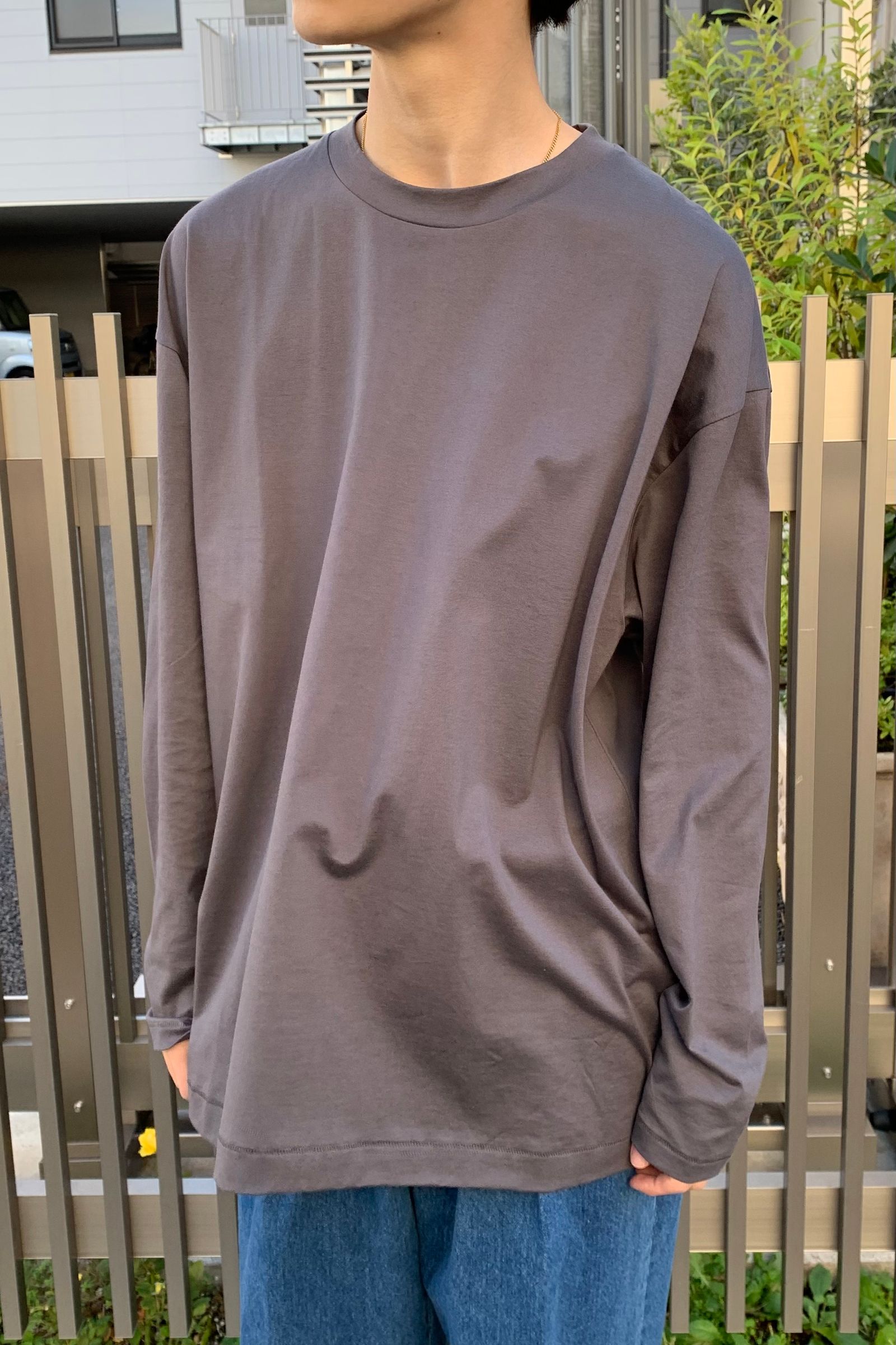 ATON - suvin 60/2 oversized longsleeve t-shirts -charcoal grey