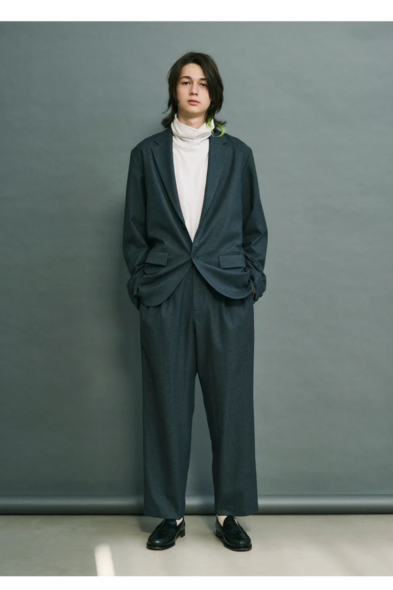 ATON - shrink flannel jacket -top grey- 22aw men | asterisk