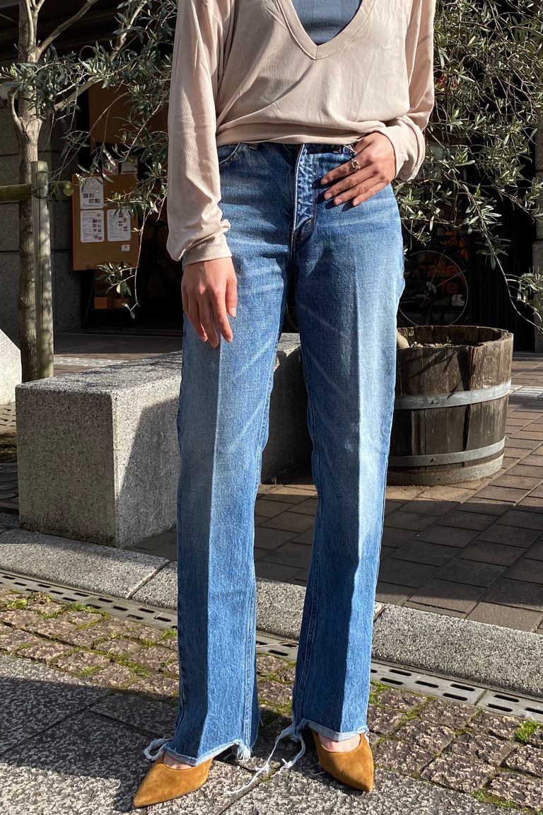 INSCRIRE 002 flare denim -blue used- 23ss asterisk