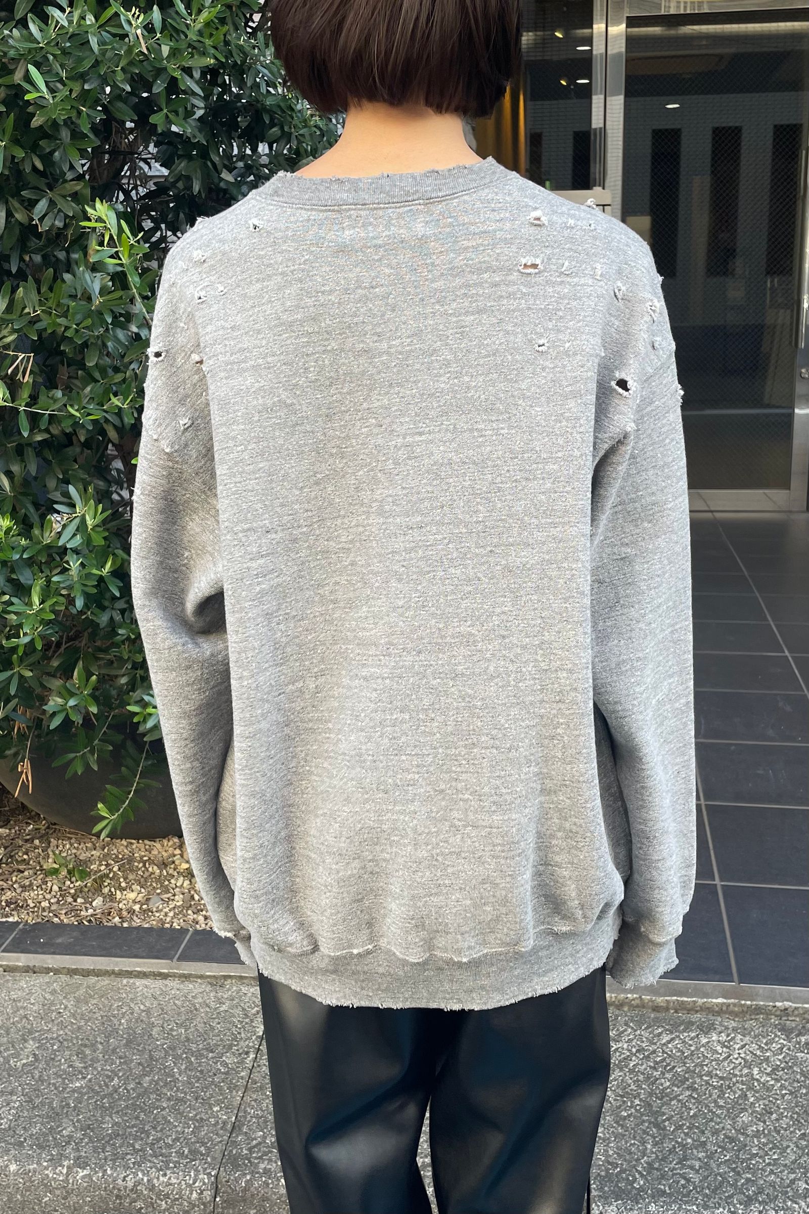 UNUSED - damage crewneck sweat -grey- 22aw women | asterisk