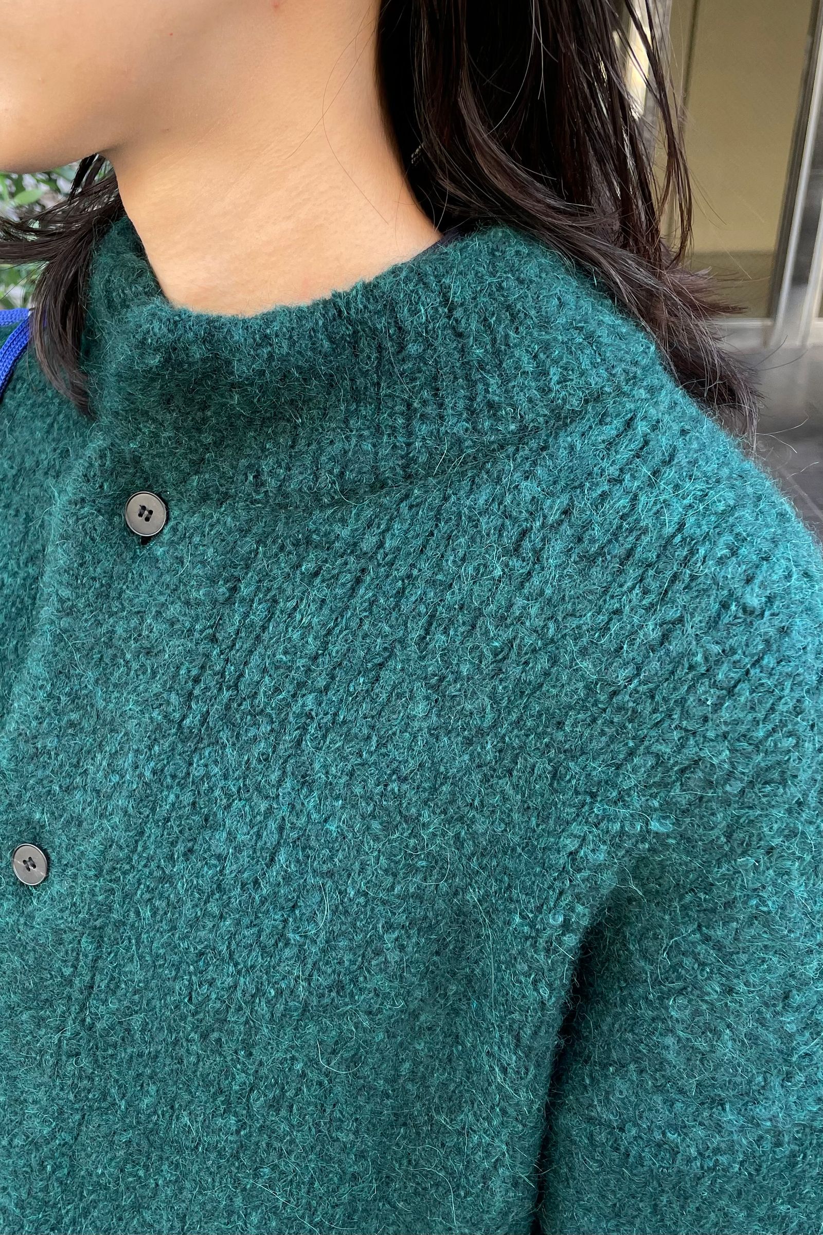 ATON - baby alpaca mock neck cardigan -green- women | asterisk