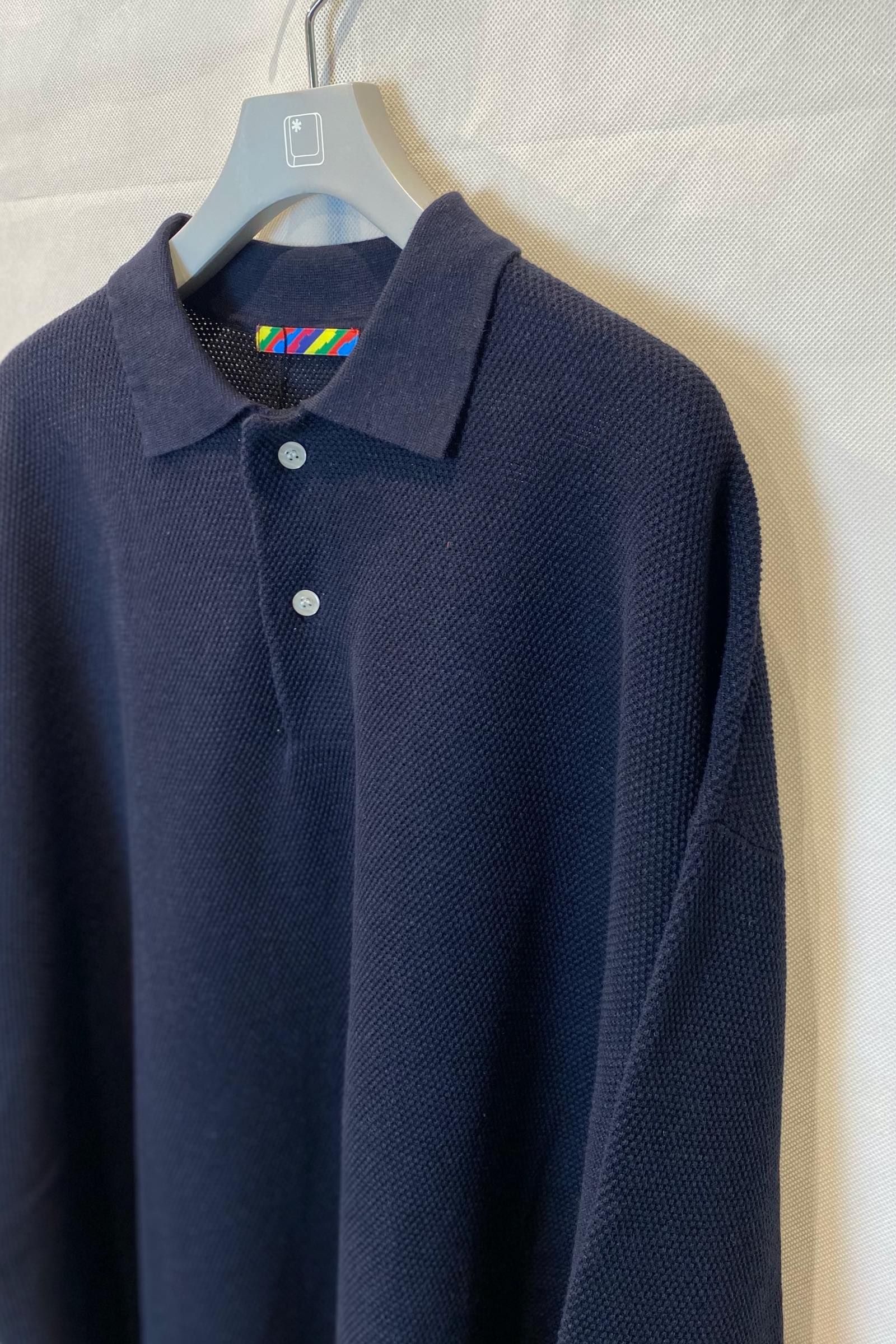 is-ness - knitted big polo -navy- 22ss | asterisk